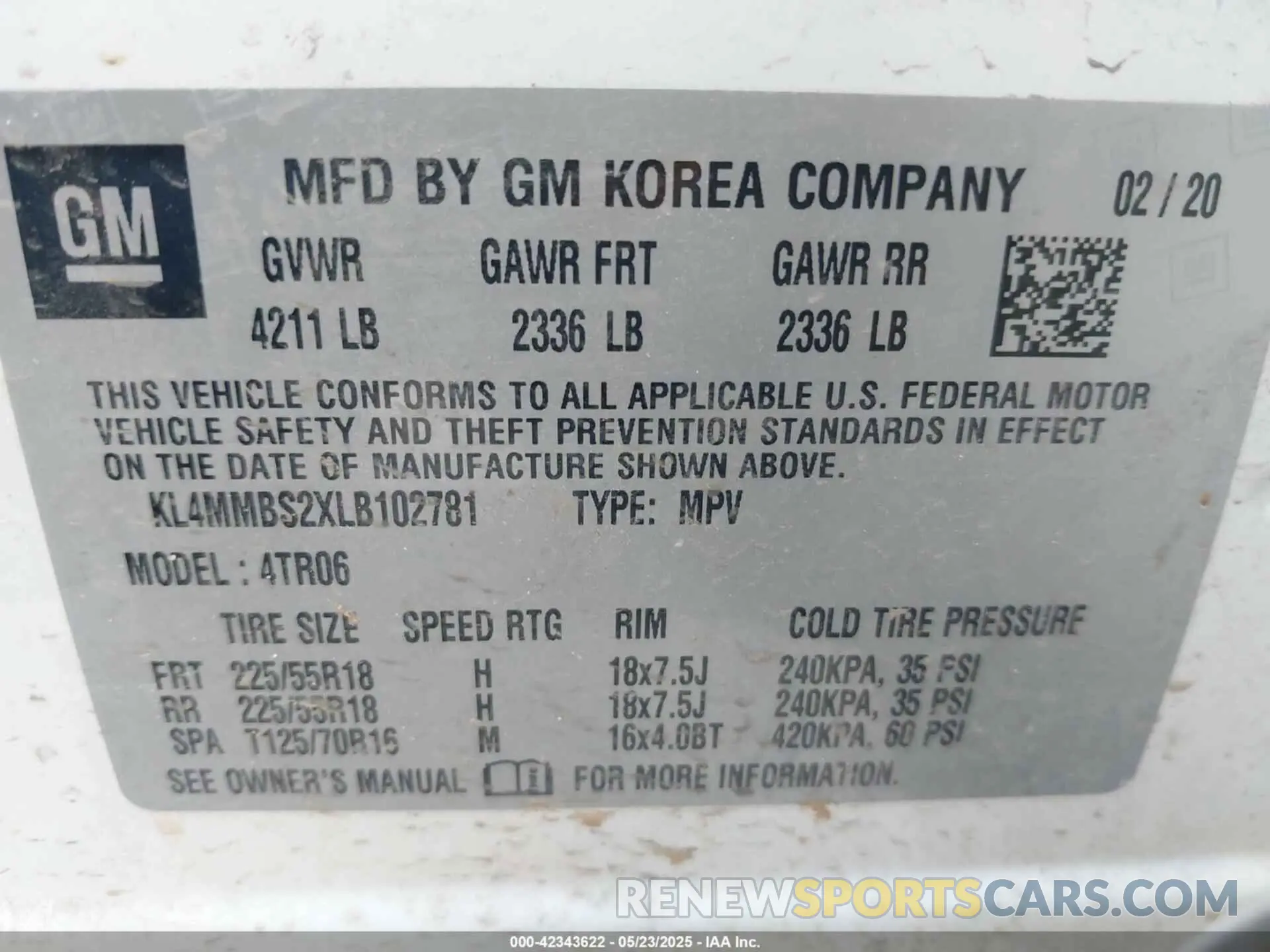9 Photograph of a damaged car KL4MMBS2XLB102781 BUICK ENCORE GX 2020