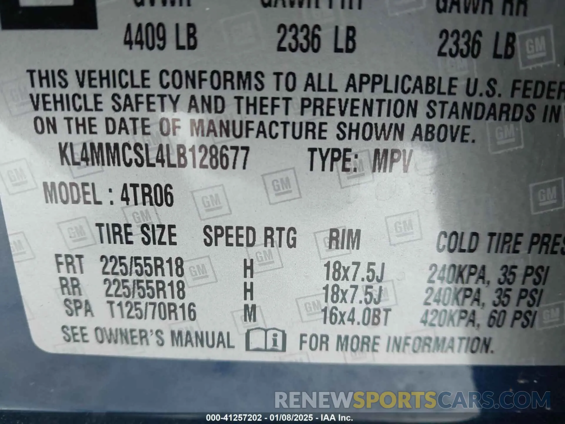 9 Photograph of a damaged car KL4MMCSL4LB128677 BUICK ENCORE GX 2020