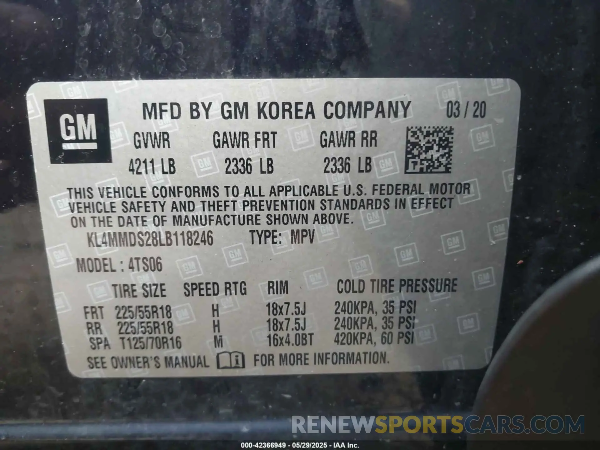 9 Photograph of a damaged car KL4MMDS28LB118246 BUICK ENCORE GX 2020