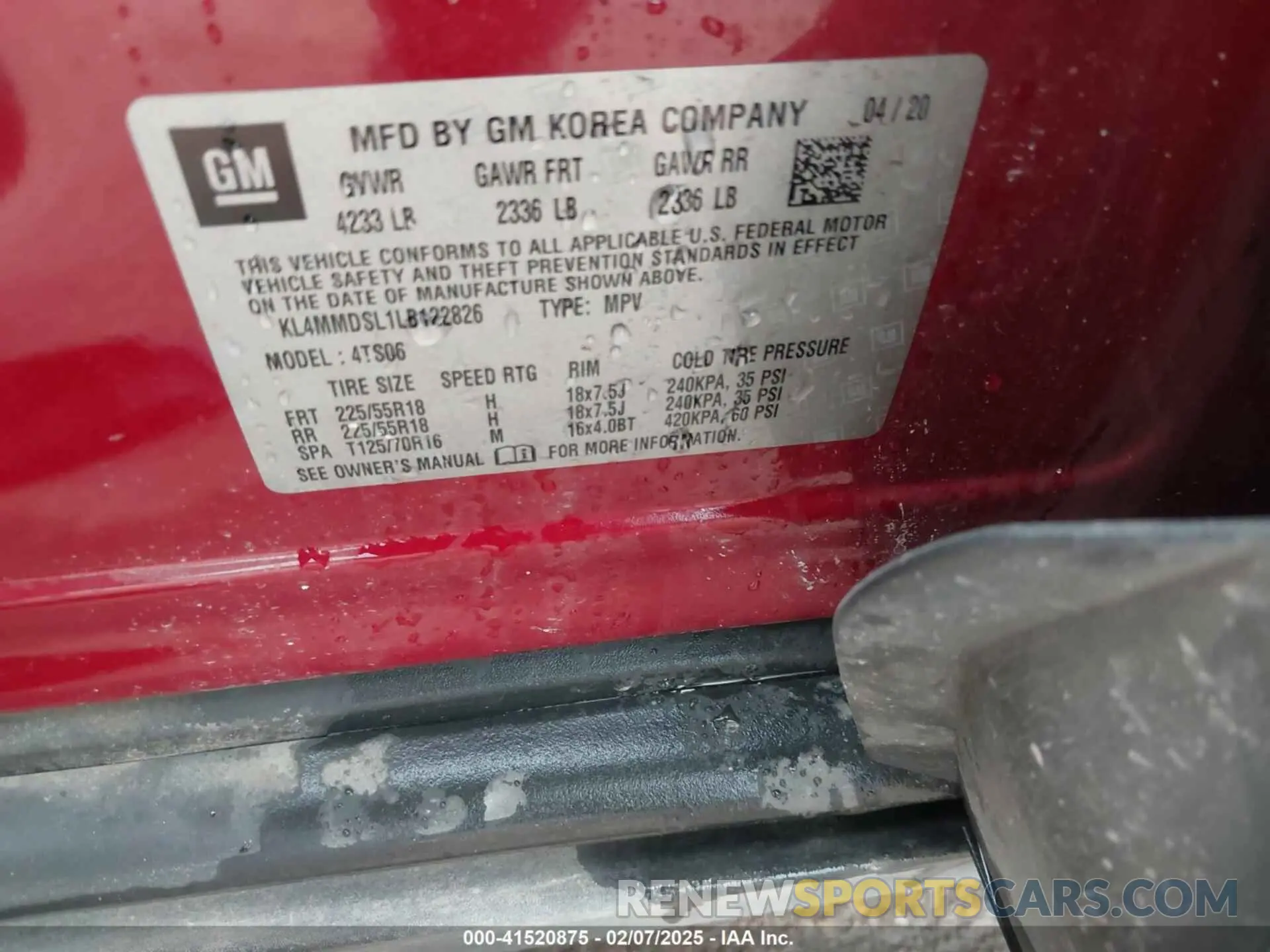 9 Photograph of a damaged car KL4MMDSL1LB122826 BUICK ENCORE GX 2020