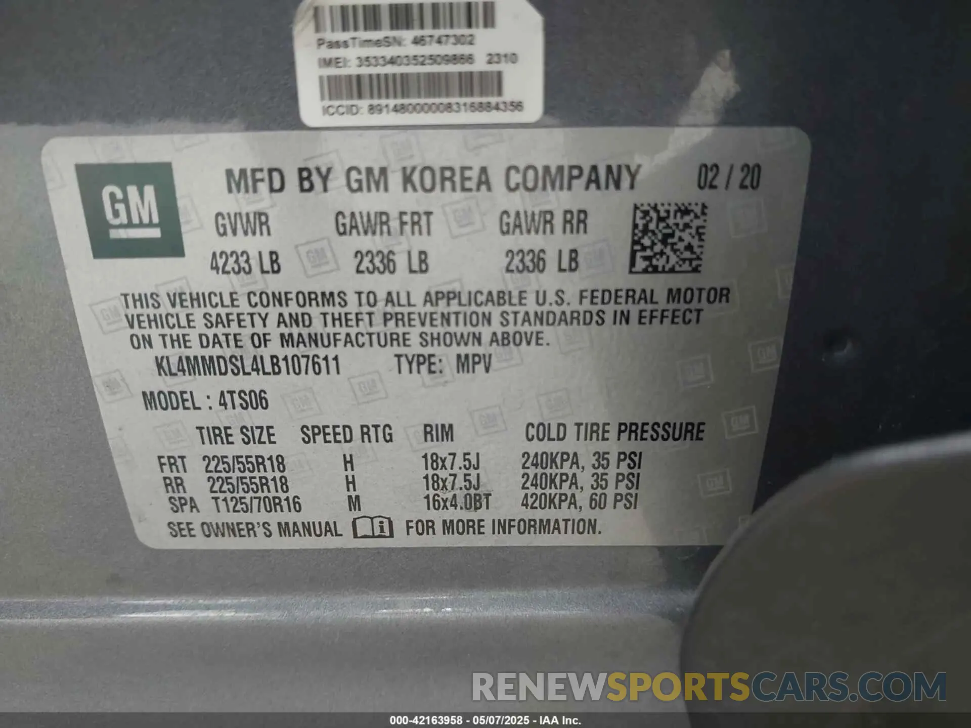 9 Photograph of a damaged car KL4MMDSL4LB107611 BUICK ENCORE GX 2020