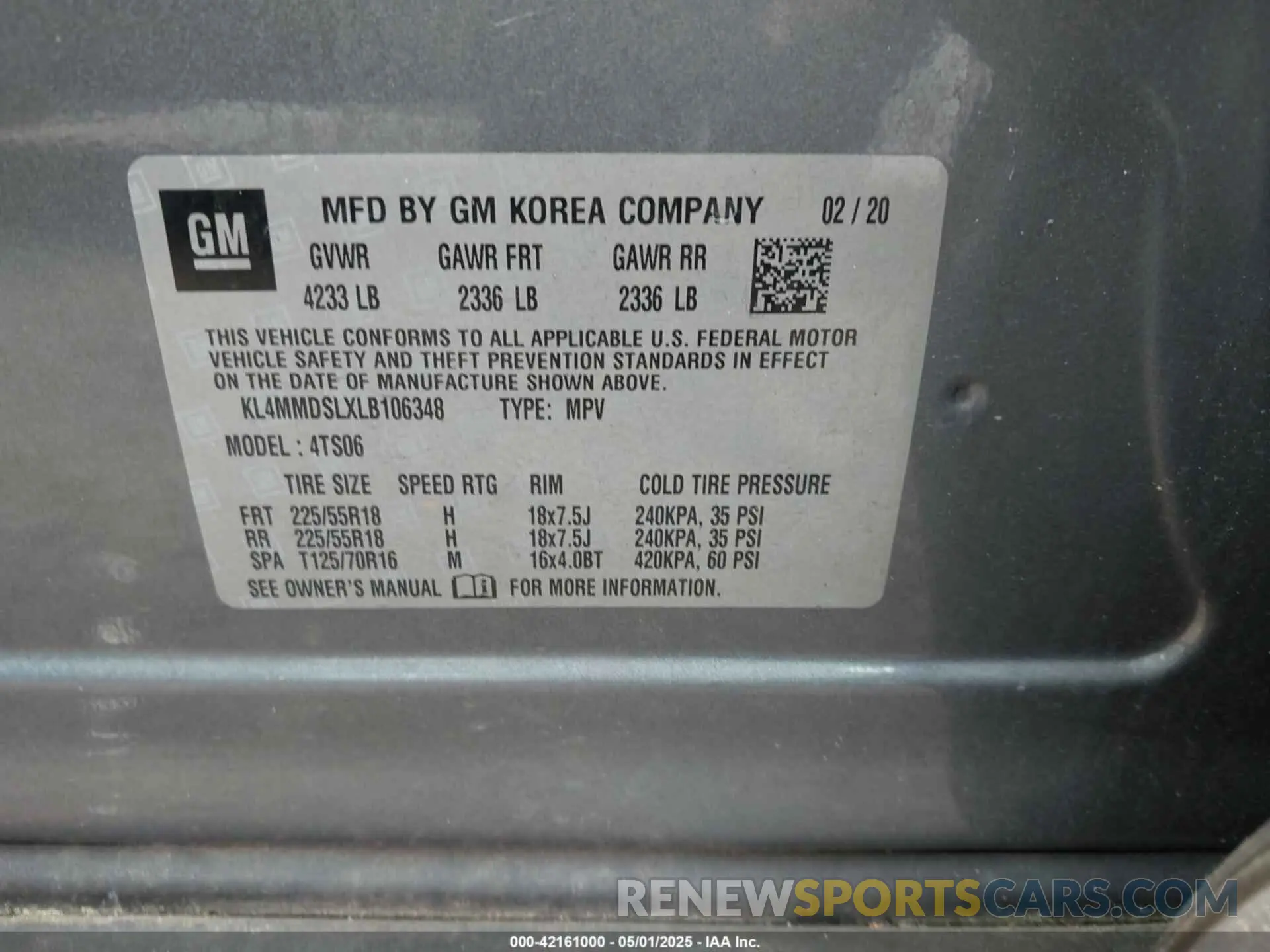 9 Photograph of a damaged car KL4MMDSLXLB106348 BUICK ENCORE GX 2020