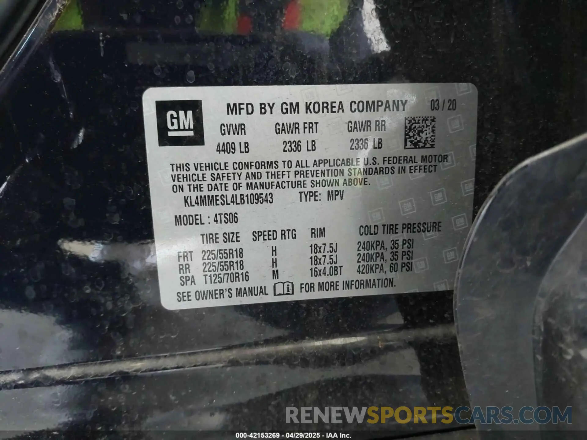 9 Photograph of a damaged car KL4MMESL4LB109543 BUICK ENCORE GX 2020