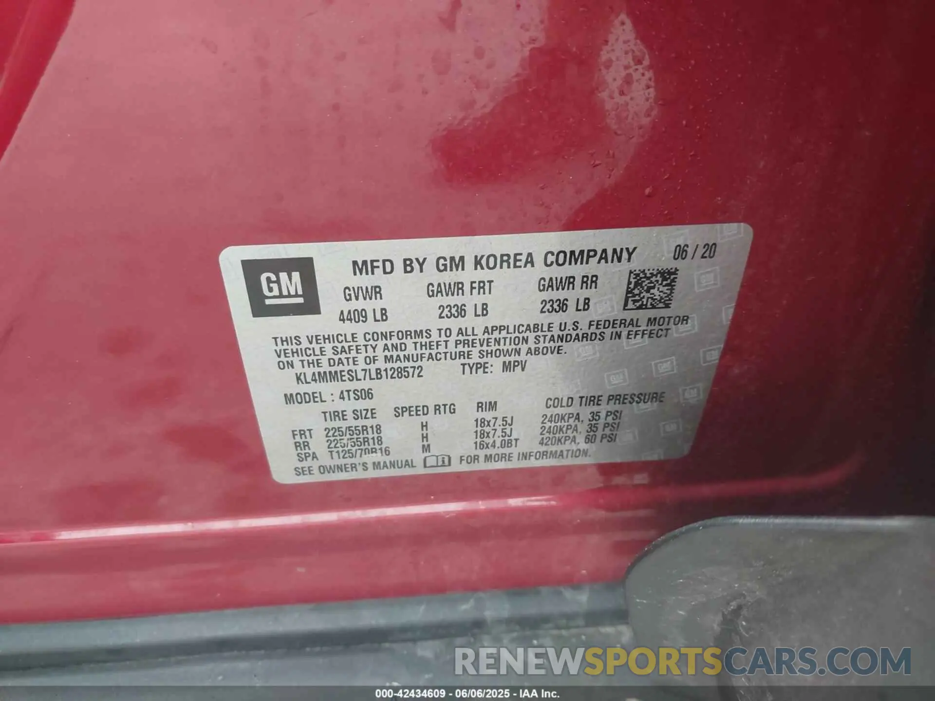 9 Photograph of a damaged car KL4MMESL7LB128572 BUICK ENCORE GX 2020