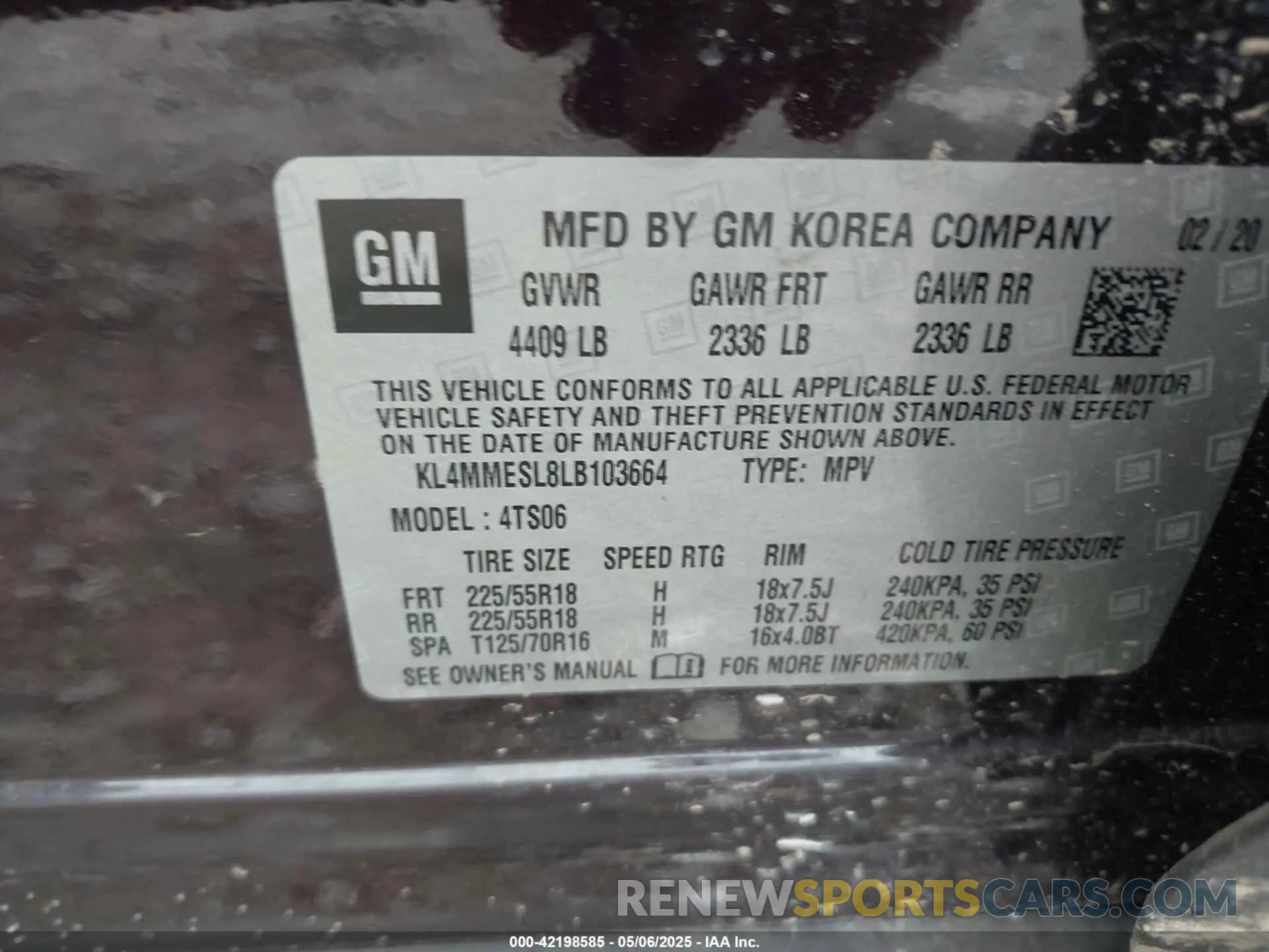 9 Photograph of a damaged car KL4MMESL8LB103664 BUICK ENCORE GX 2020