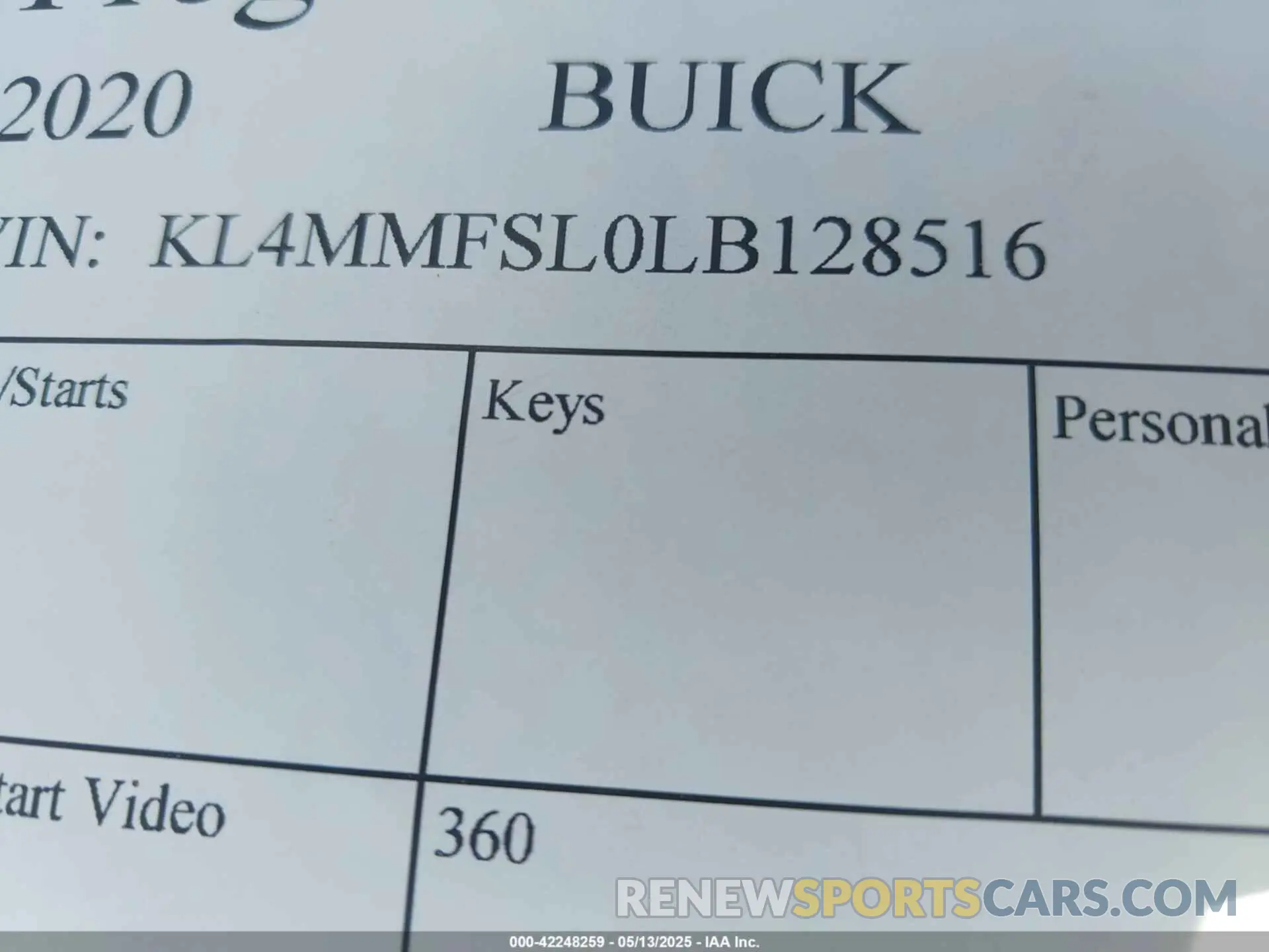 9 Photograph of a damaged car KL4MMFSL0LB128516 BUICK ENCORE GX 2020
