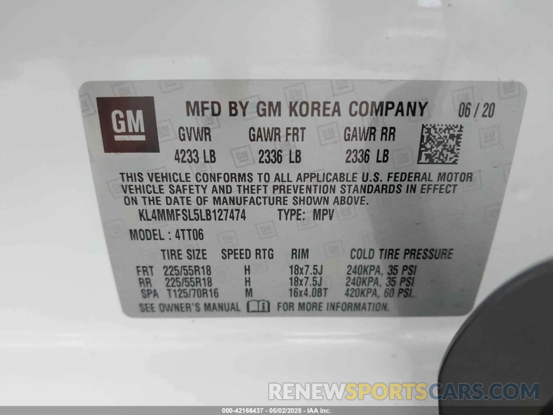 9 Photograph of a damaged car KL4MMFSL5LB127474 BUICK ENCORE GX 2020
