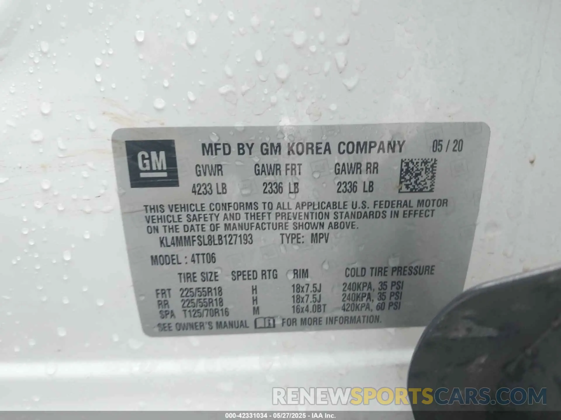 9 Photograph of a damaged car KL4MMFSL8LB127193 BUICK ENCORE GX 2020