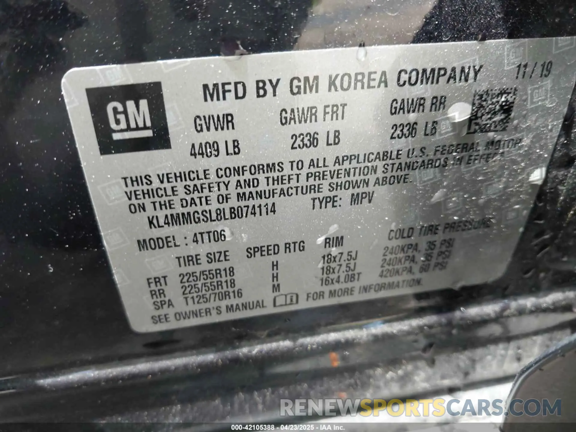 9 Photograph of a damaged car KL4MMGSL8LB074114 BUICK ENCORE GX 2020