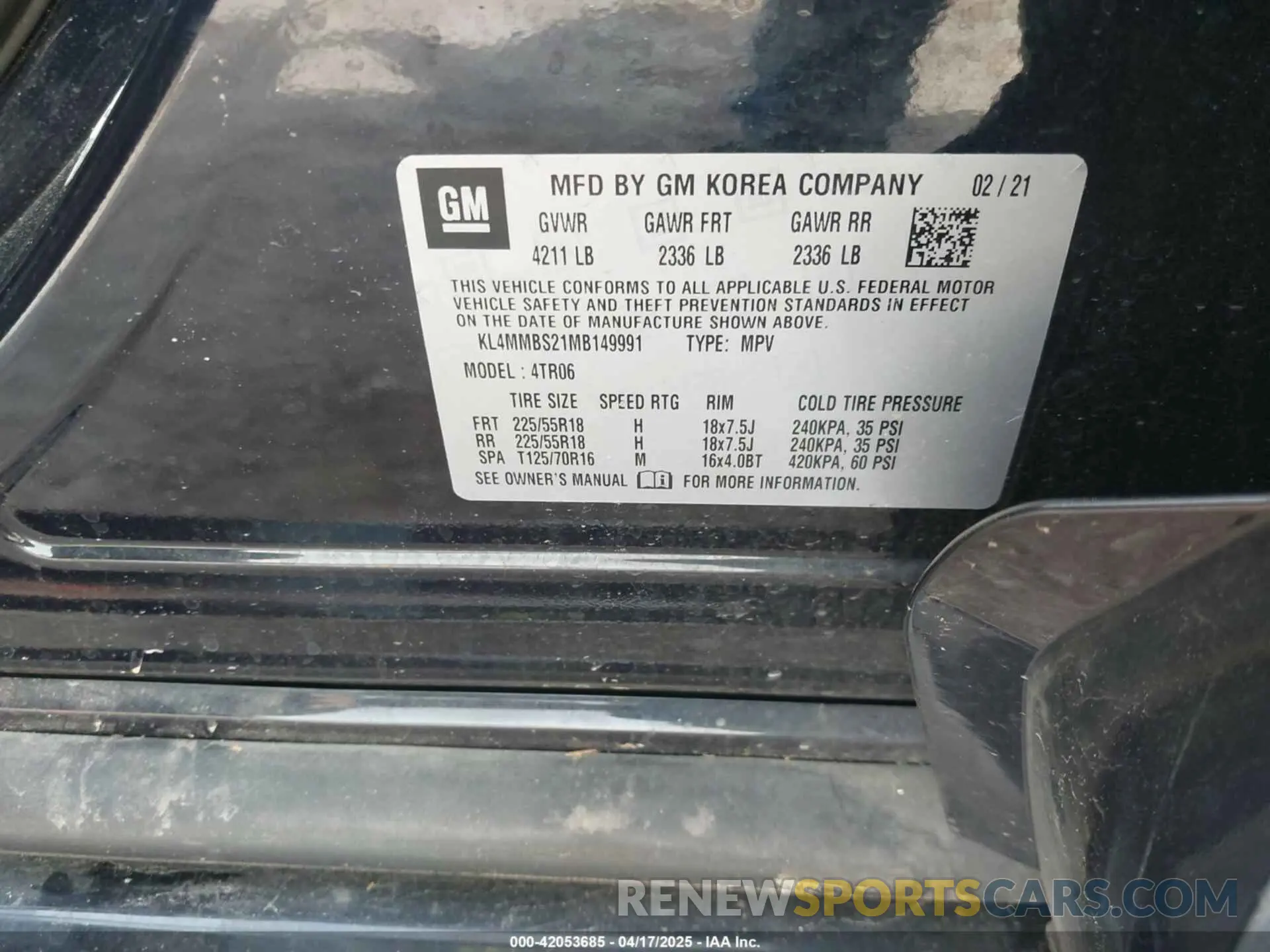9 Photograph of a damaged car KL4MMBS21MB149991 BUICK ENCORE GX 2021
