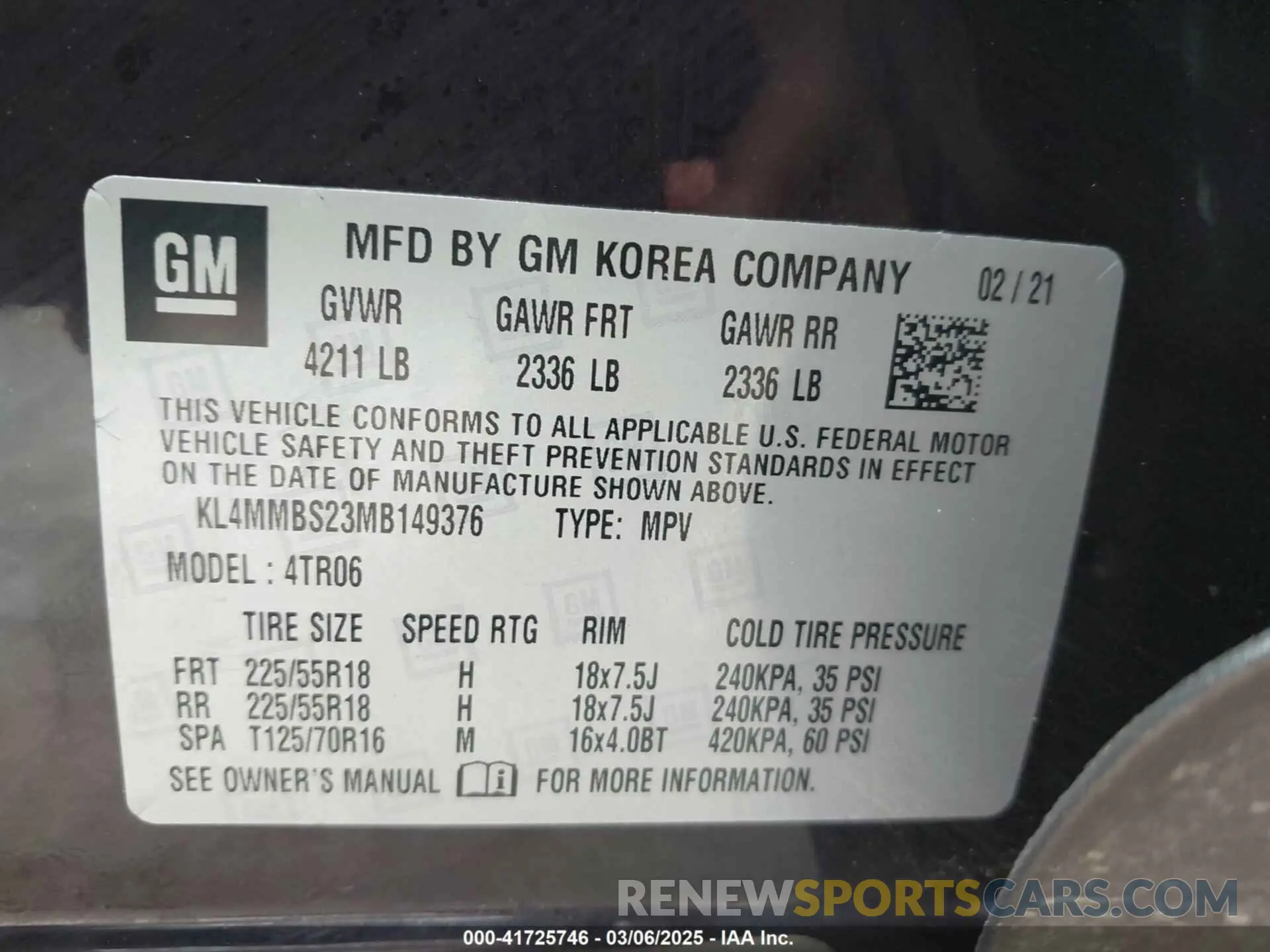 9 Photograph of a damaged car KL4MMBS23MB149376 BUICK ENCORE GX 2021