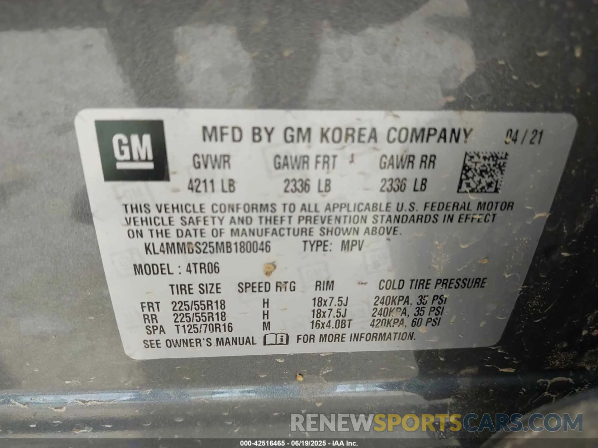 9 Photograph of a damaged car KL4MMBS25MB180046 BUICK ENCORE GX 2021