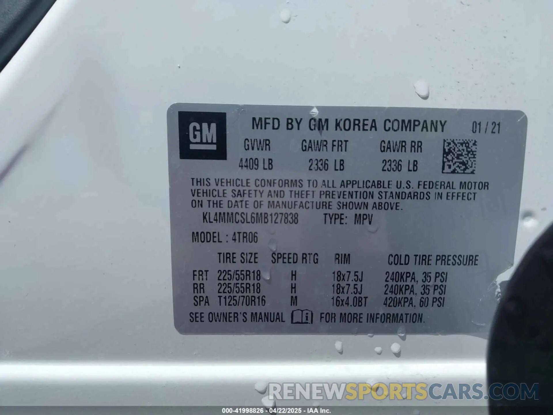 9 Photograph of a damaged car KL4MMCSL6MB127838 BUICK ENCORE GX 2021