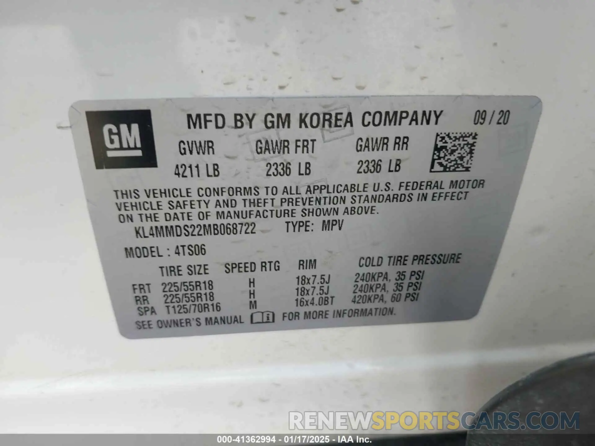 9 Photograph of a damaged car KL4MMDS22MB068722 BUICK ENCORE GX 2021