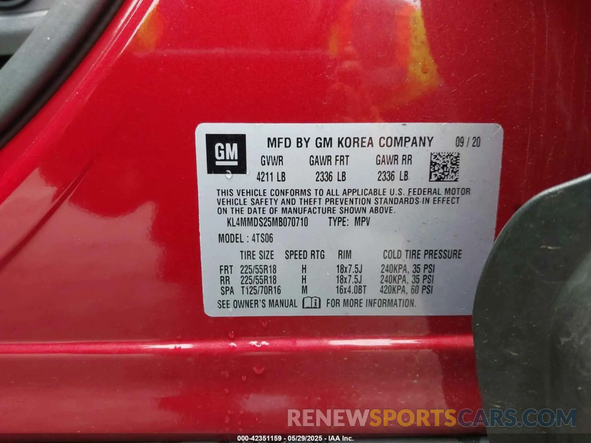 9 Photograph of a damaged car KL4MMDS25MB070710 BUICK ENCORE GX 2021