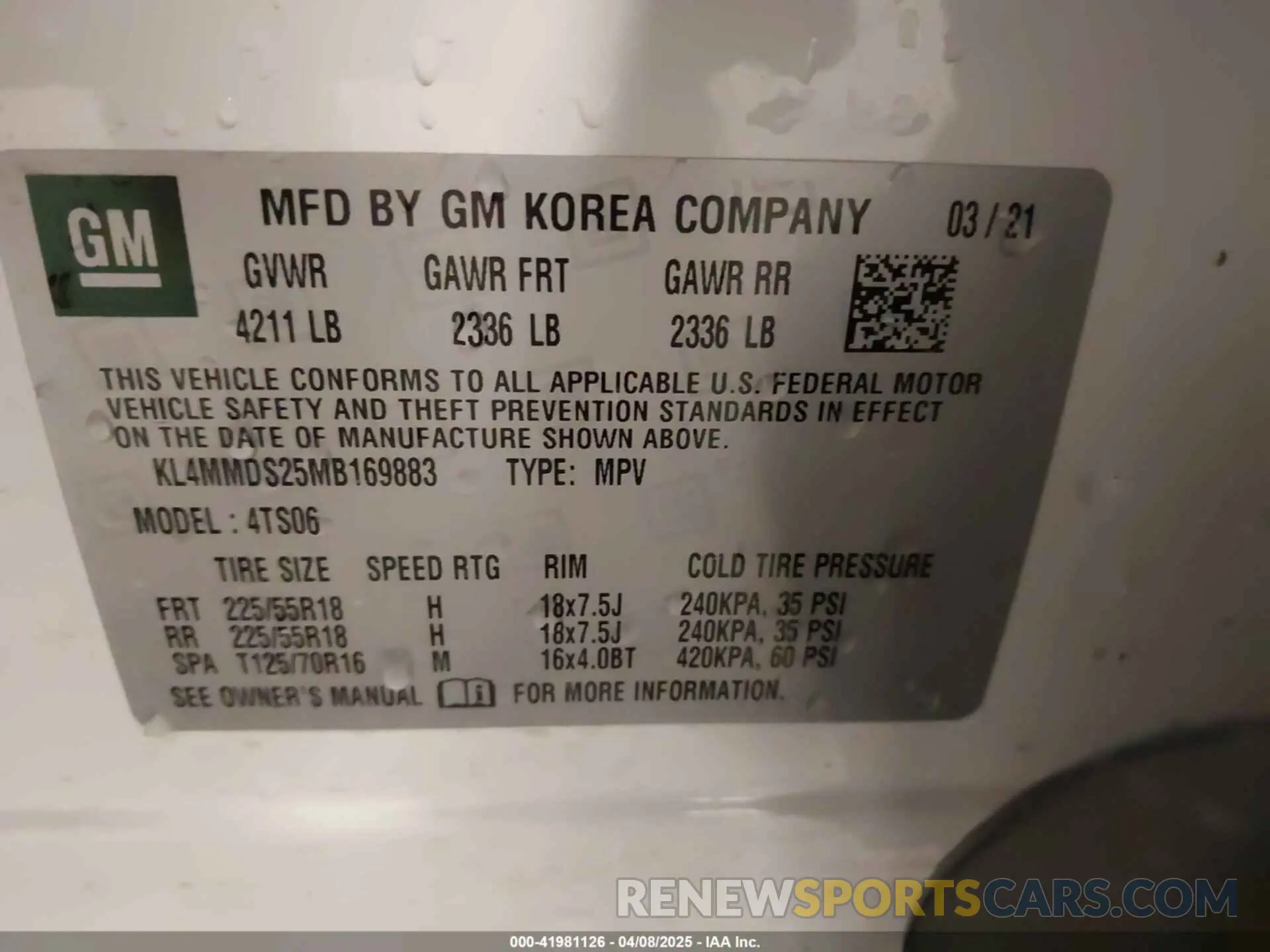 9 Photograph of a damaged car KL4MMDS25MB169883 BUICK ENCORE GX 2021