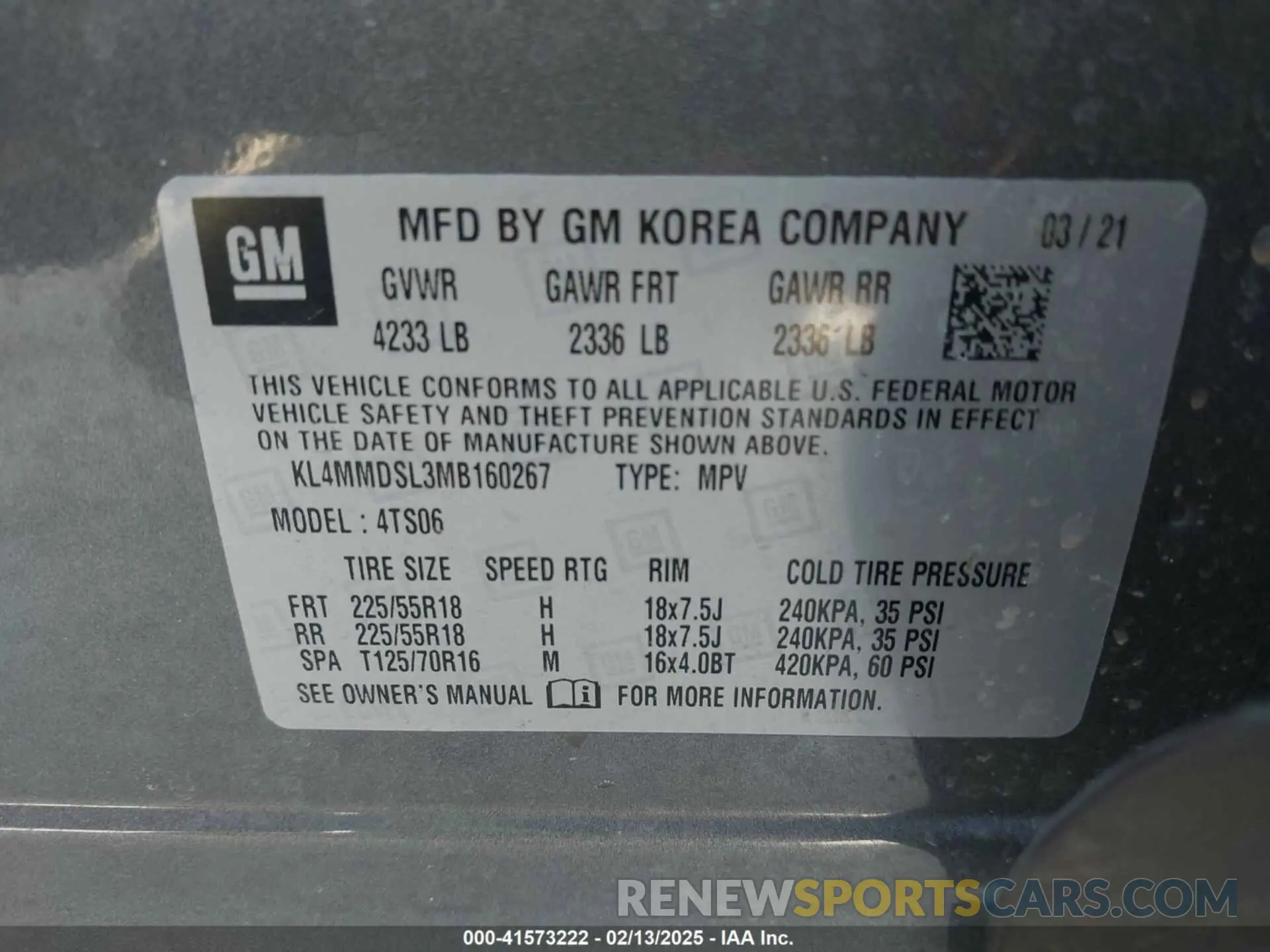 9 Photograph of a damaged car KL4MMDSL3MB160267 BUICK ENCORE GX 2021