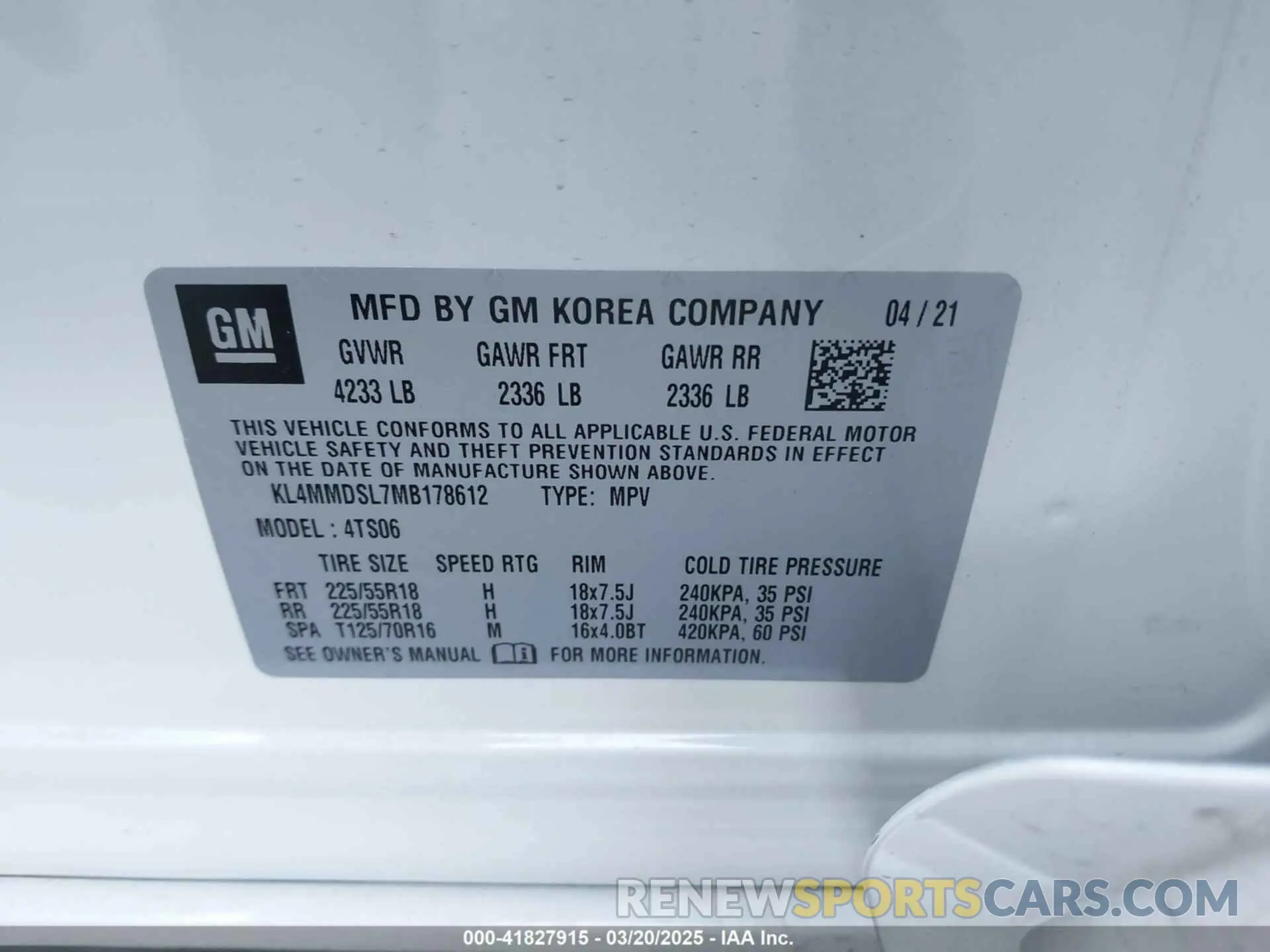 9 Photograph of a damaged car KL4MMDSL7MB178612 BUICK ENCORE GX 2021