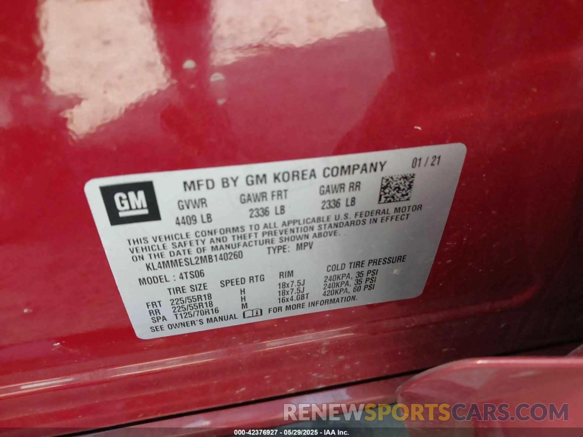 9 Photograph of a damaged car KL4MMESL2MB140260 BUICK ENCORE GX 2021