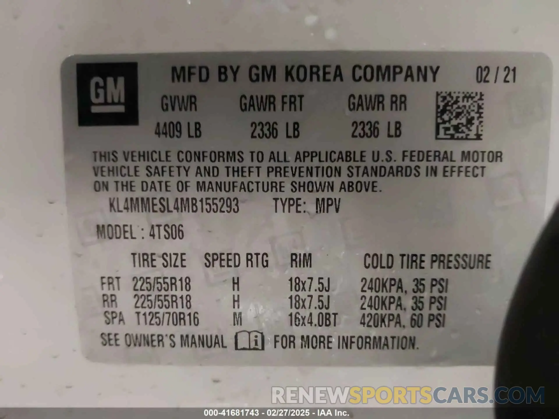 9 Photograph of a damaged car KL4MMESL4MB155293 BUICK ENCORE GX 2021
