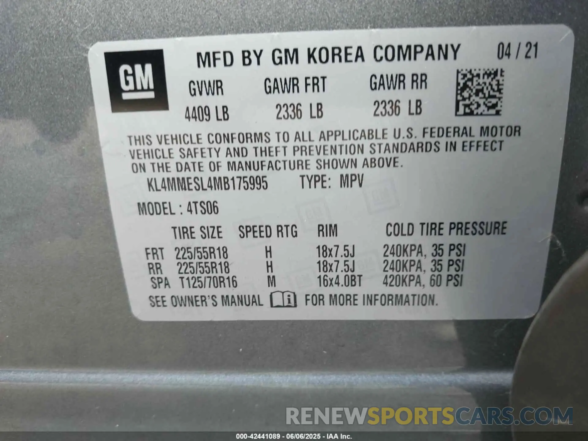 9 Photograph of a damaged car KL4MMESL4MB175995 BUICK ENCORE GX 2021
