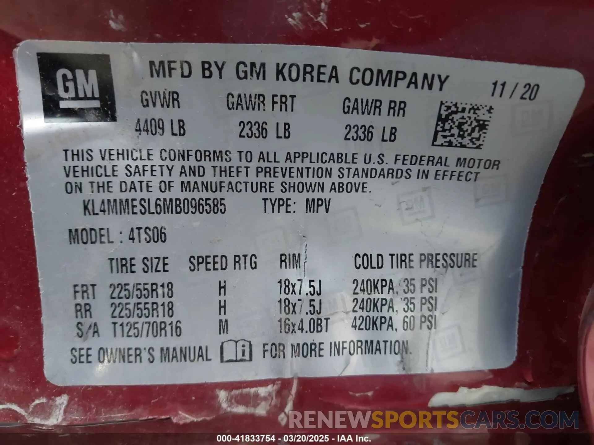 9 Photograph of a damaged car KL4MMESL6MB096585 BUICK ENCORE GX 2021