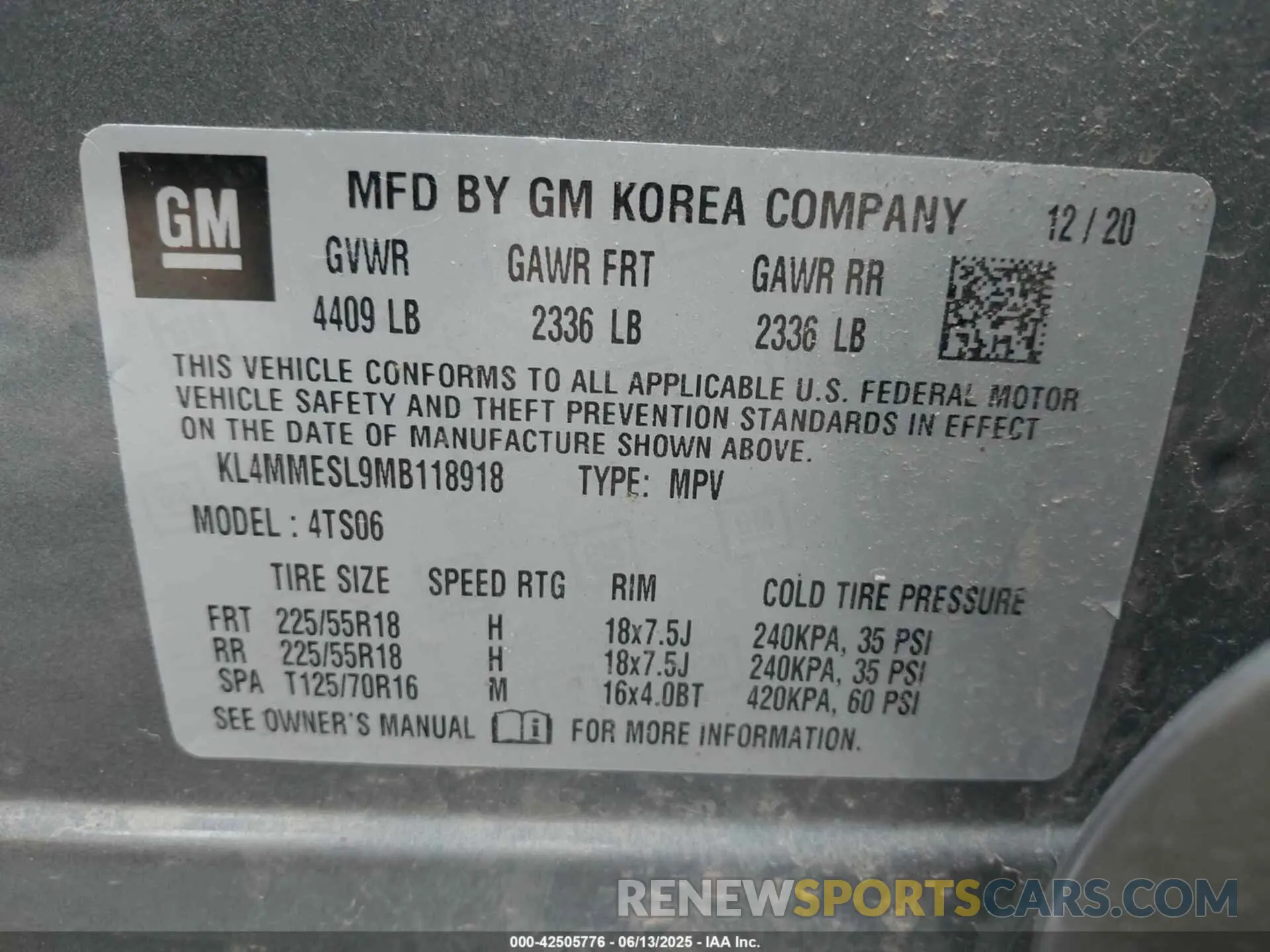 9 Photograph of a damaged car KL4MMESL9MB118918 BUICK ENCORE GX 2021