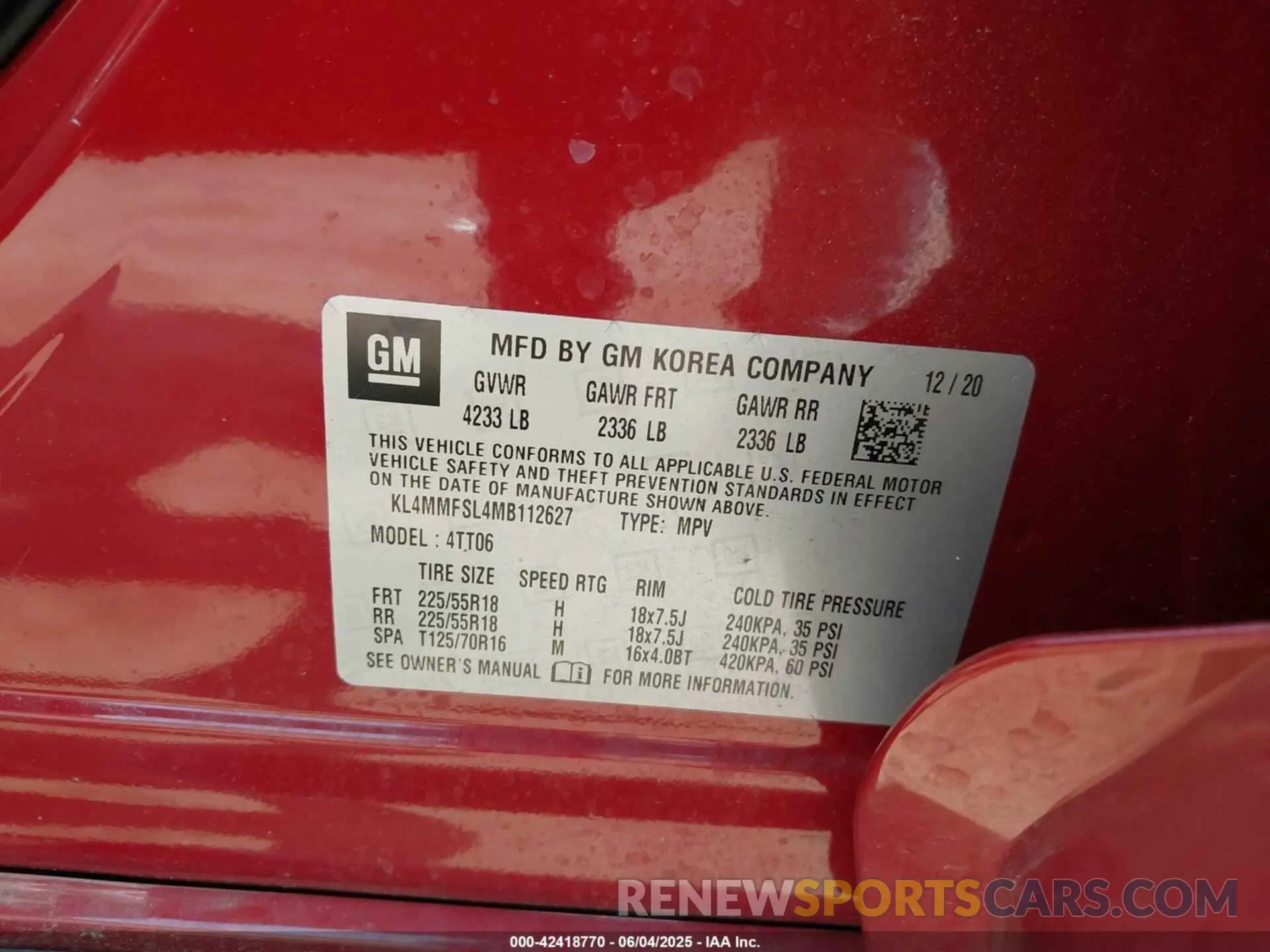 9 Photograph of a damaged car KL4MMFSL4MB112627 BUICK ENCORE GX 2021