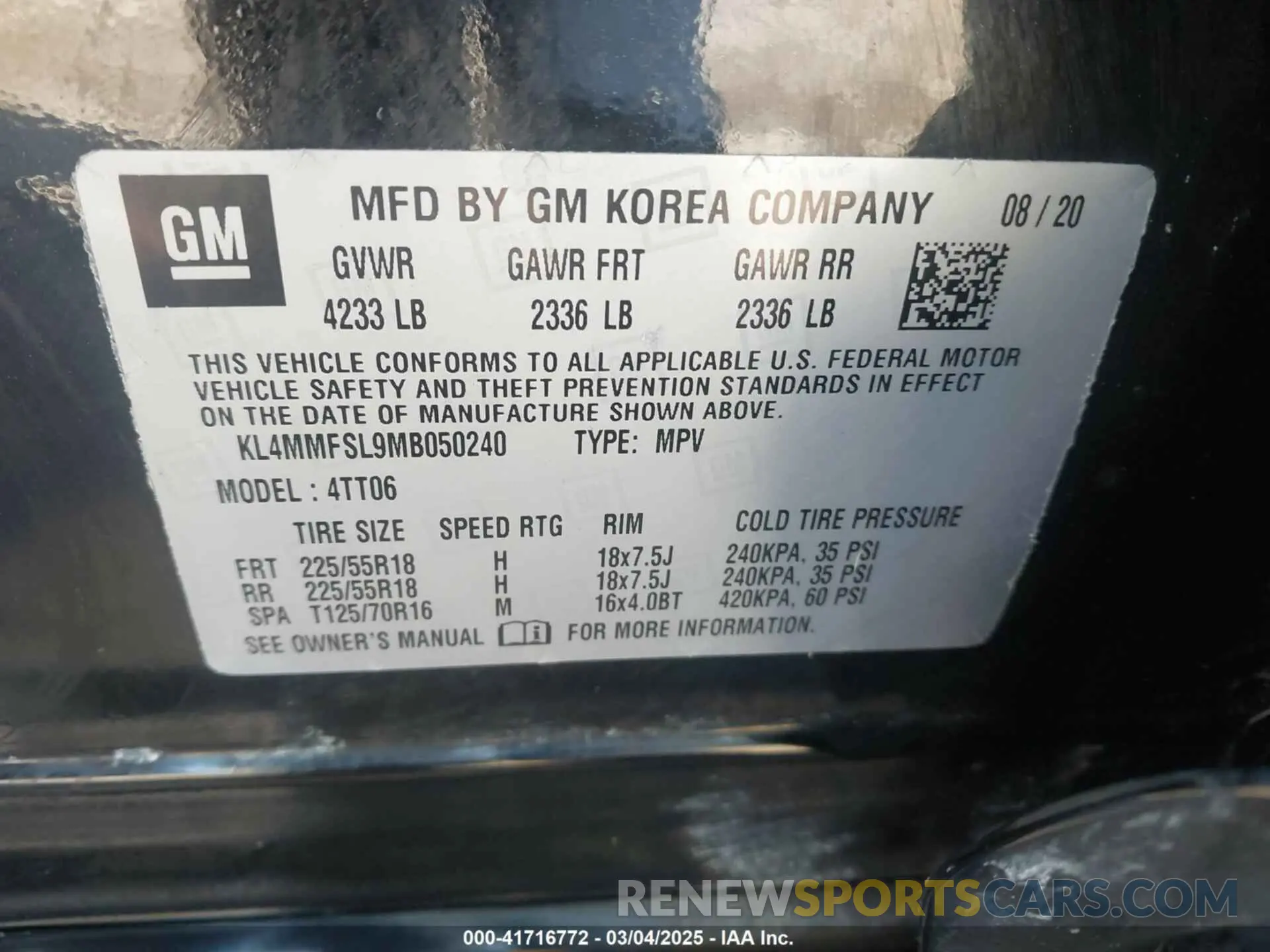 9 Photograph of a damaged car KL4MMFSL9MB050240 BUICK ENCORE GX 2021