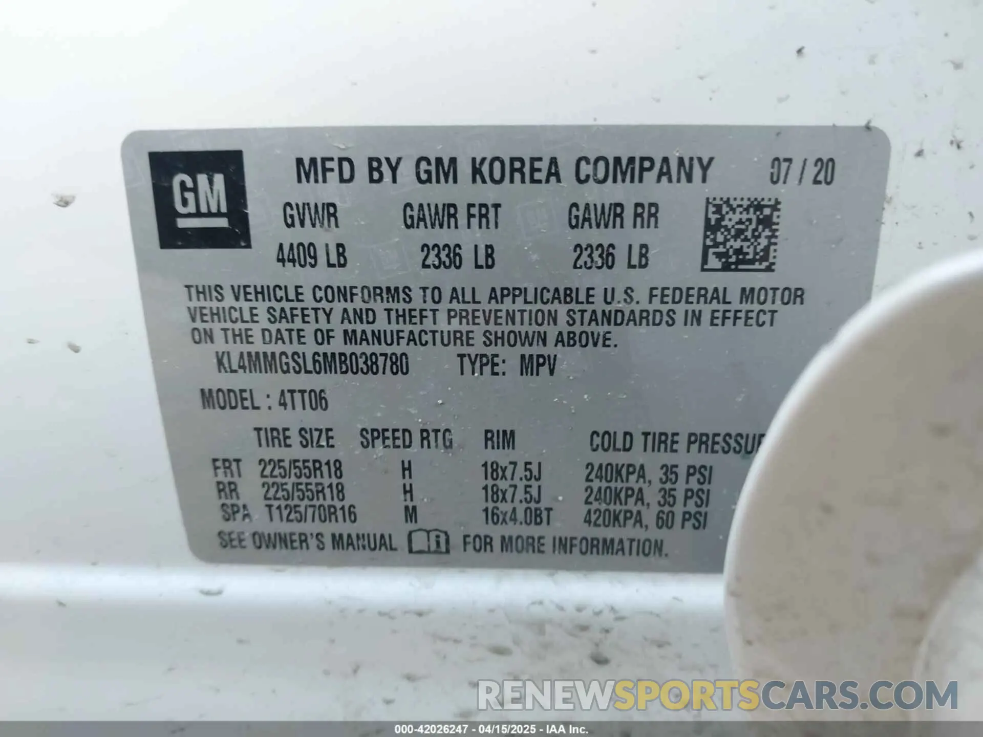 9 Photograph of a damaged car KL4MMGSL6MB038780 BUICK ENCORE GX 2021