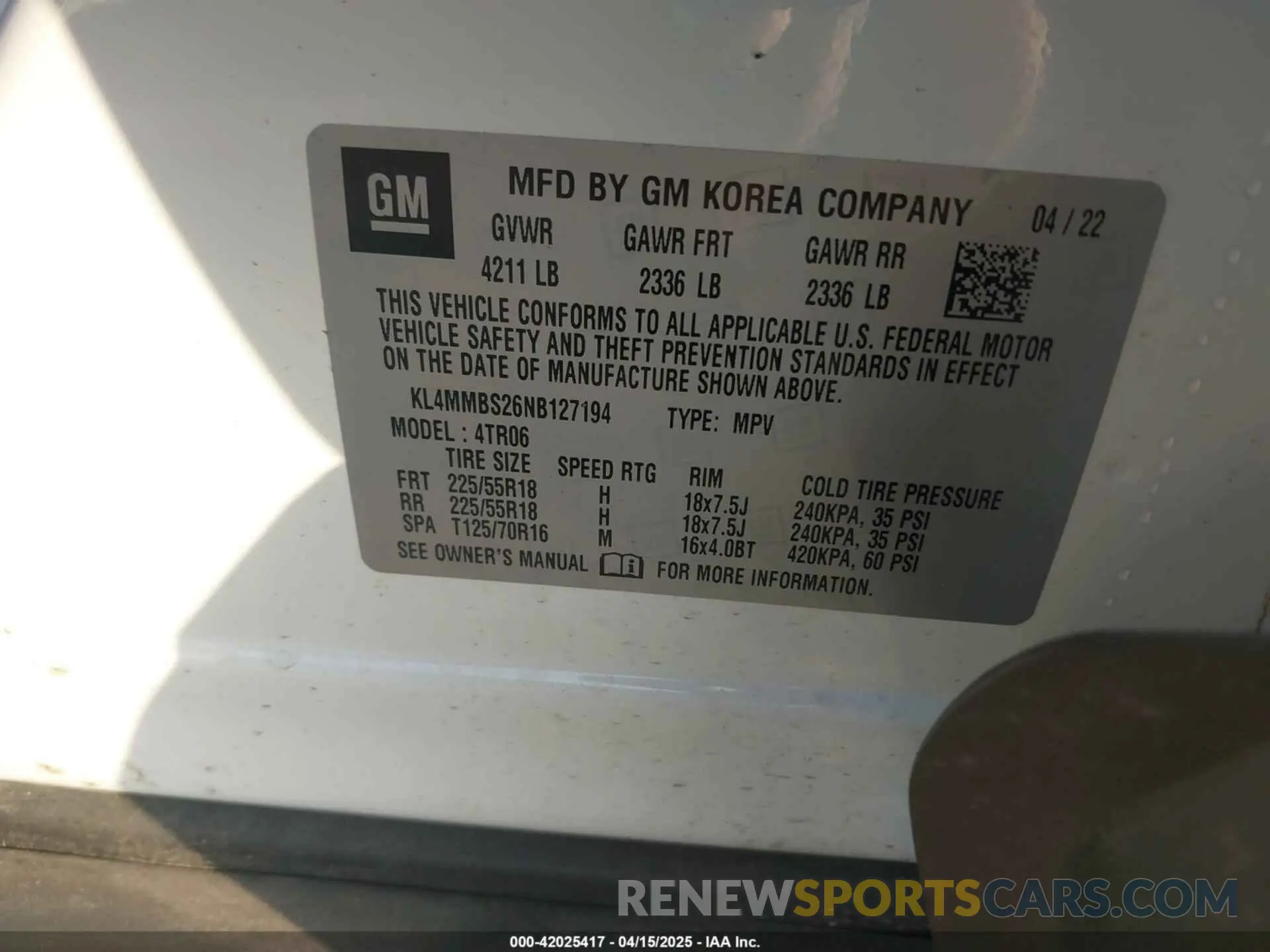 9 Photograph of a damaged car KL4MMBS26NB127194 BUICK ENCORE GX 2022