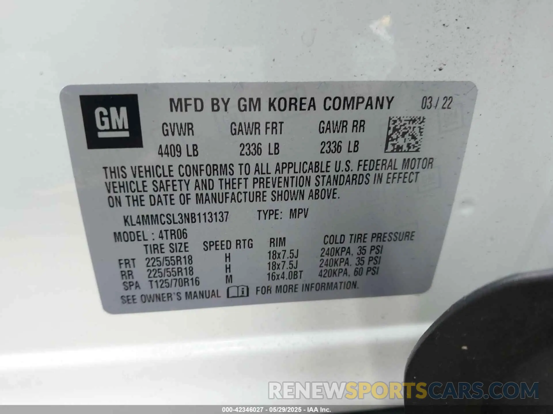 9 Photograph of a damaged car KL4MMCSL3NB113137 BUICK ENCORE GX 2022
