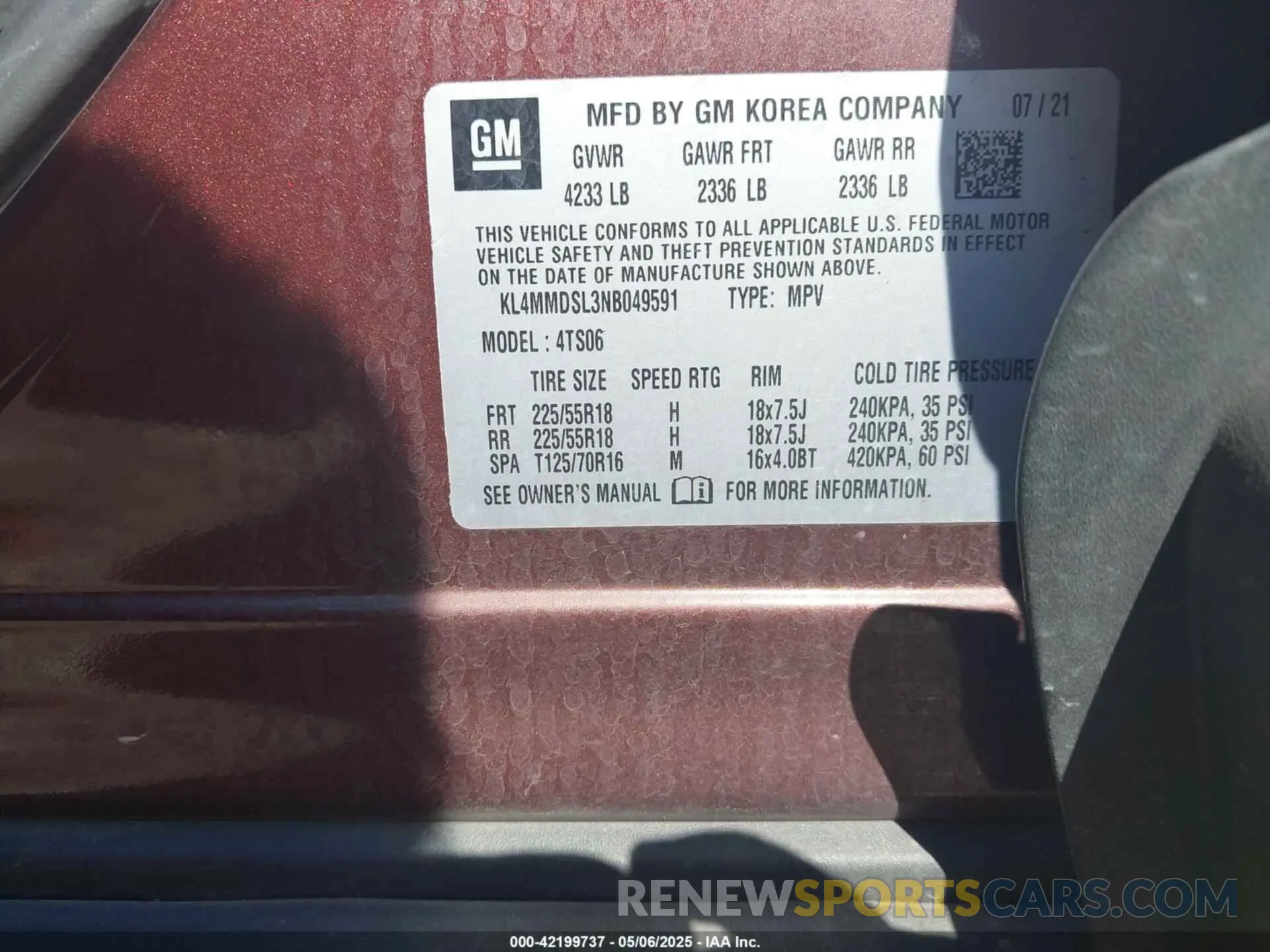 9 Photograph of a damaged car KL4MMDSL3NB049591 BUICK ENCORE GX 2022