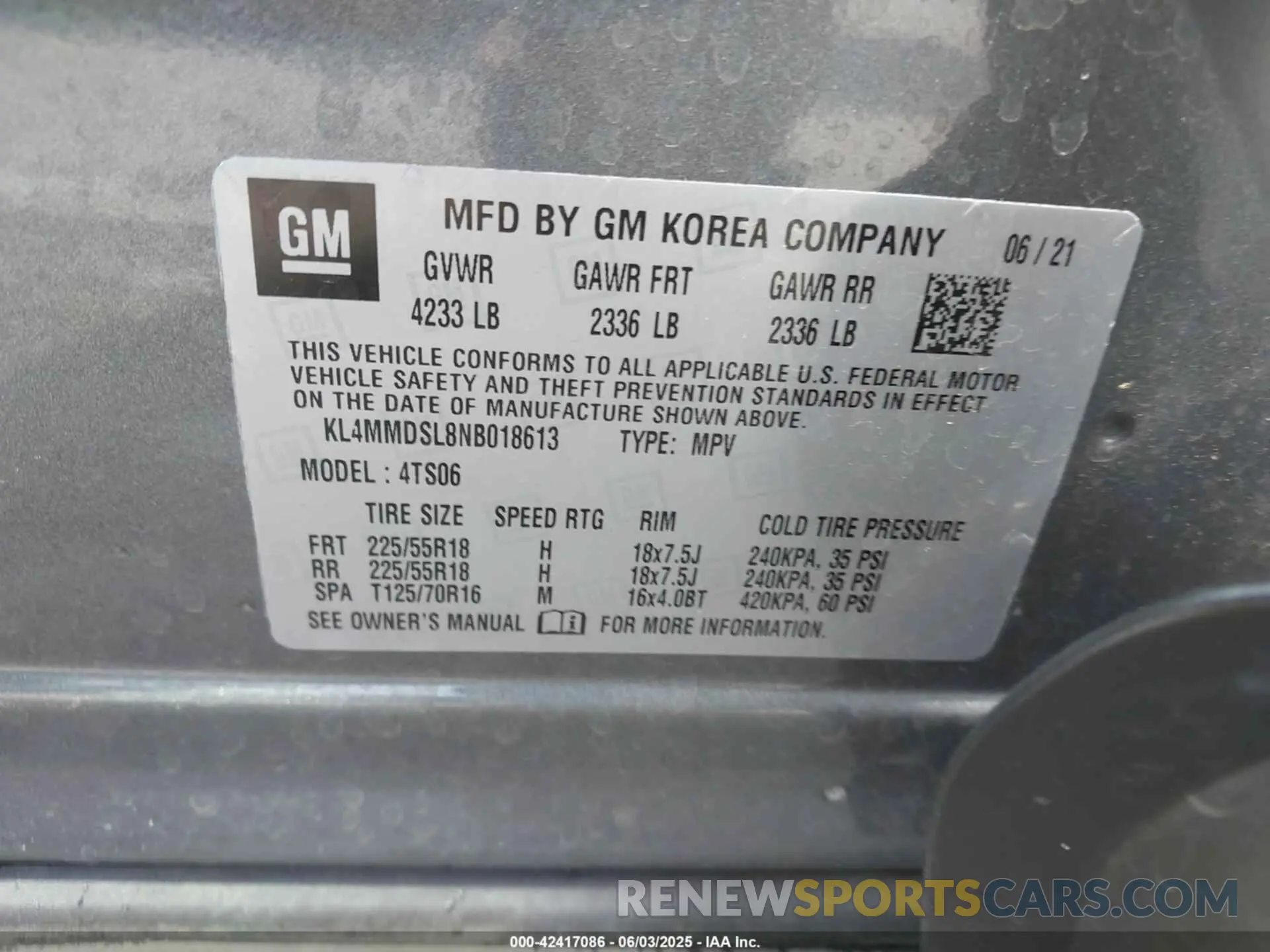 9 Photograph of a damaged car KL4MMDSL8NB018613 BUICK ENCORE GX 2022