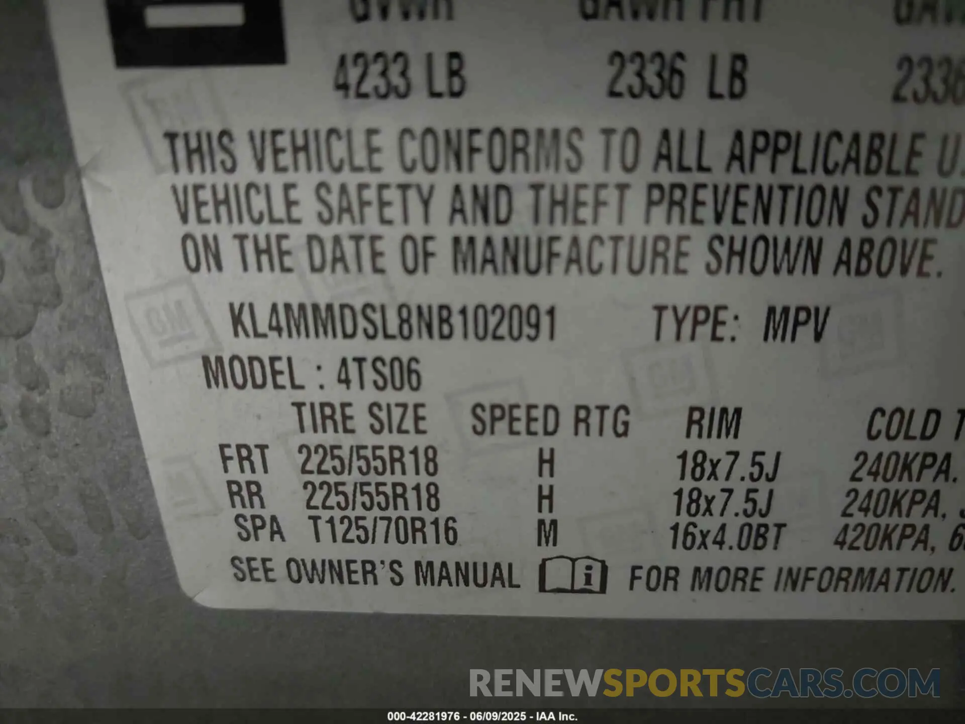 9 Photograph of a damaged car KL4MMDSL8NB102091 BUICK ENCORE GX 2022