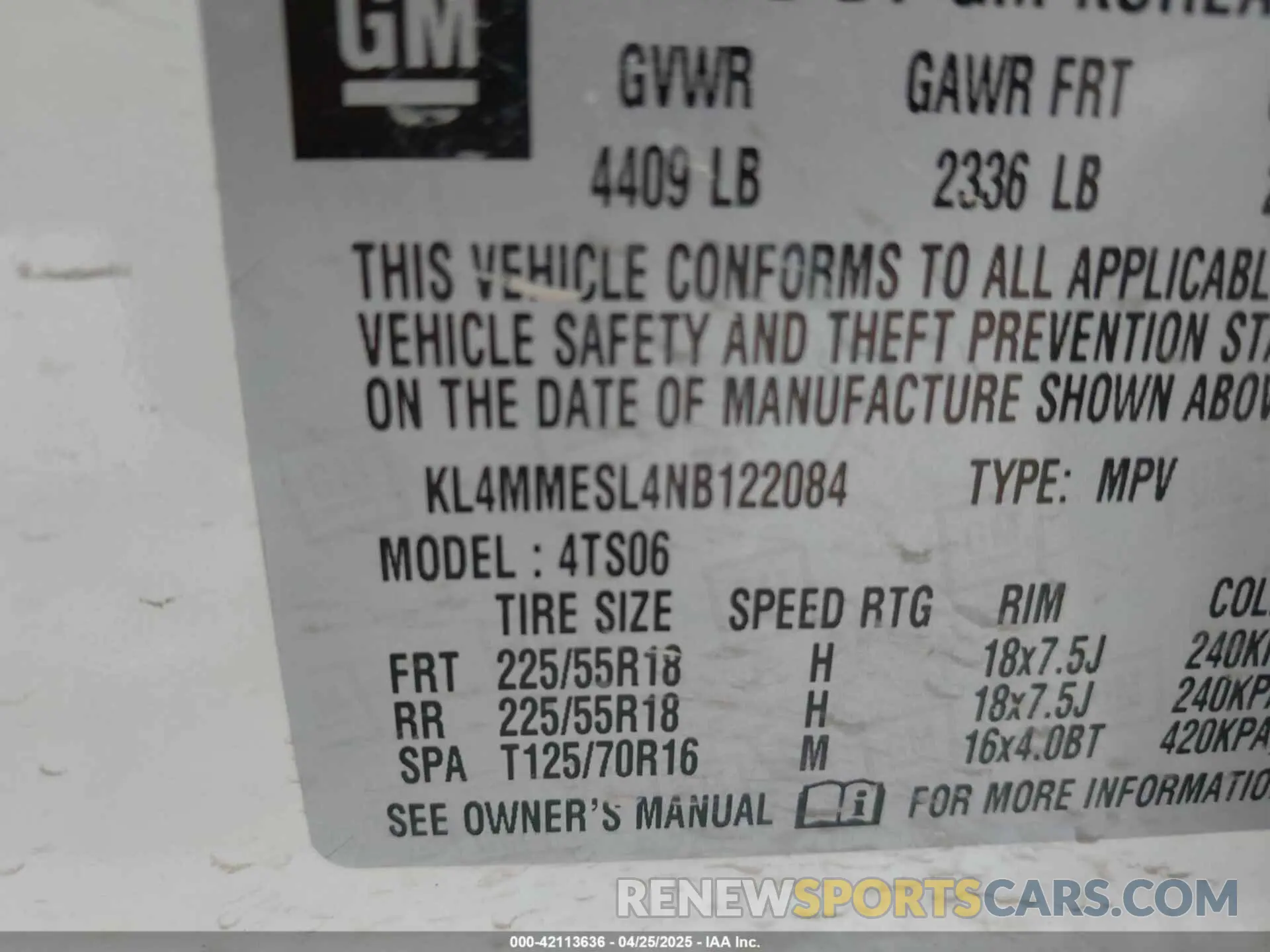 9 Photograph of a damaged car KL4MMESL4NB122084 BUICK ENCORE GX 2022