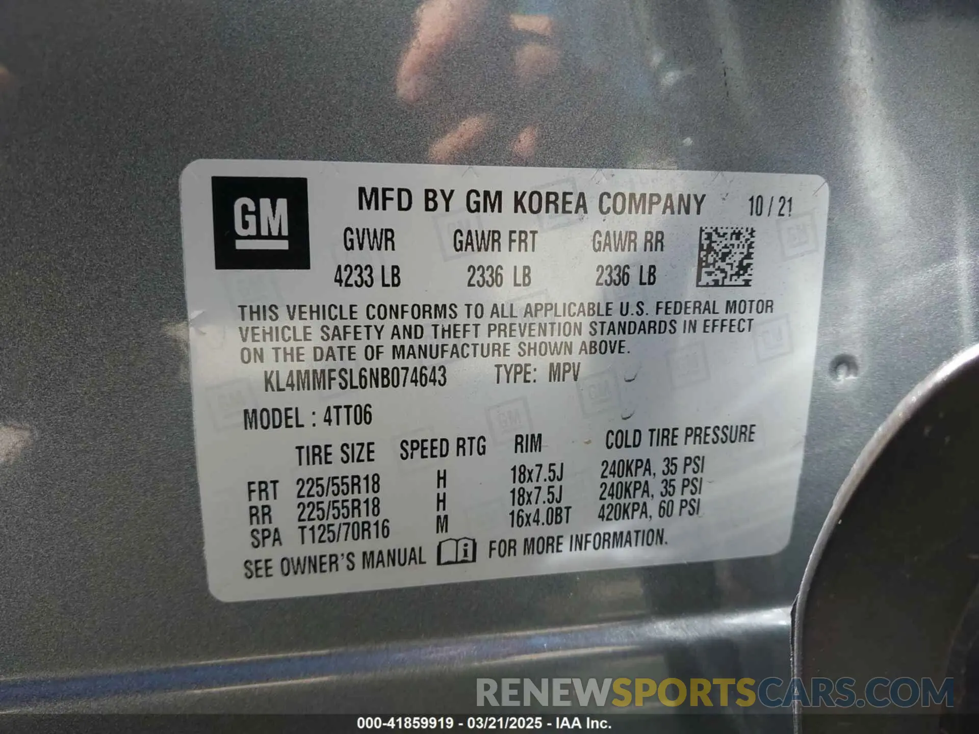 9 Photograph of a damaged car KL4MMFSL6NB074643 BUICK ENCORE GX 2022