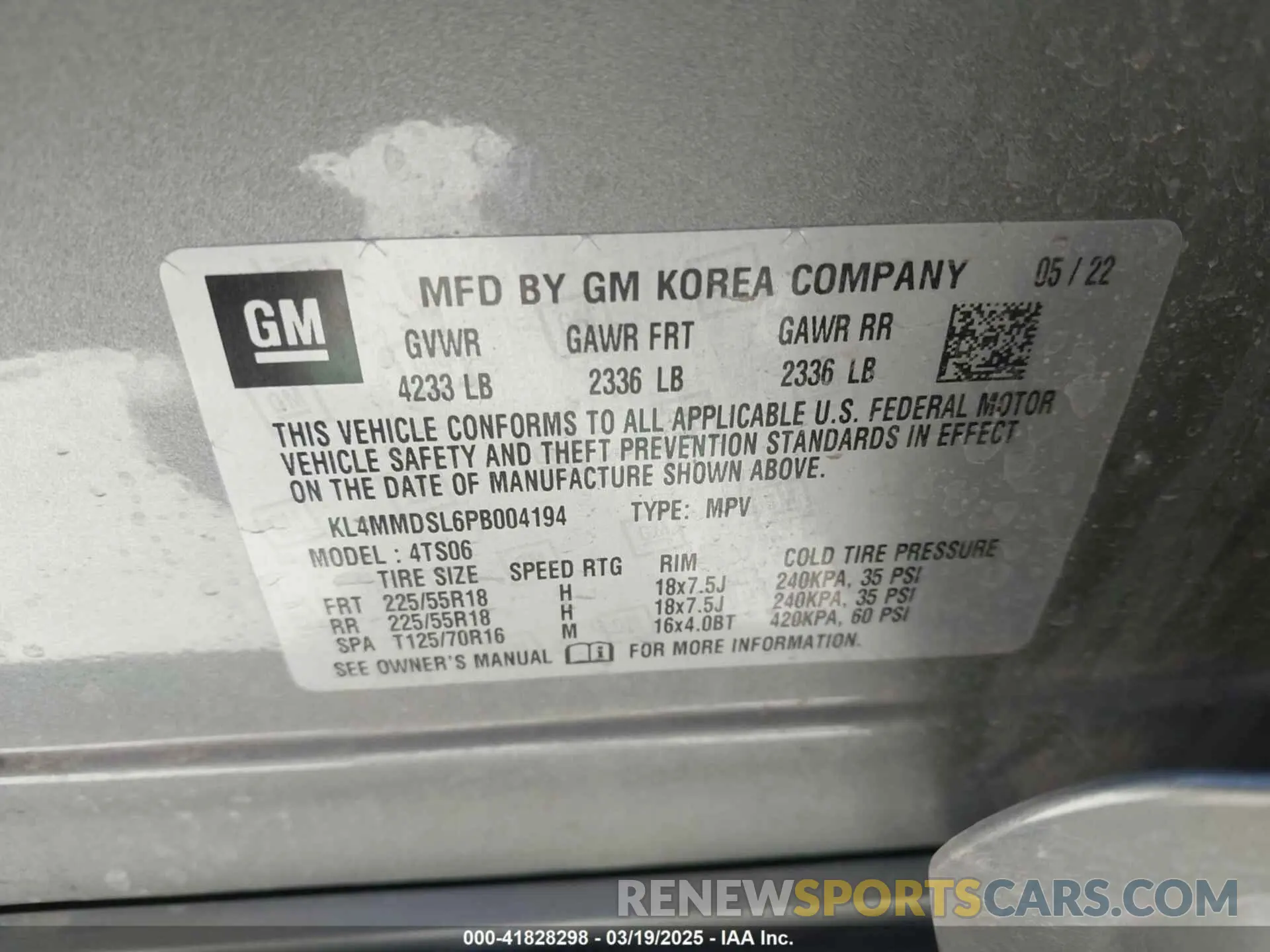 9 Photograph of a damaged car KL4MMDSL6PB004194 BUICK ENCORE GX 2023