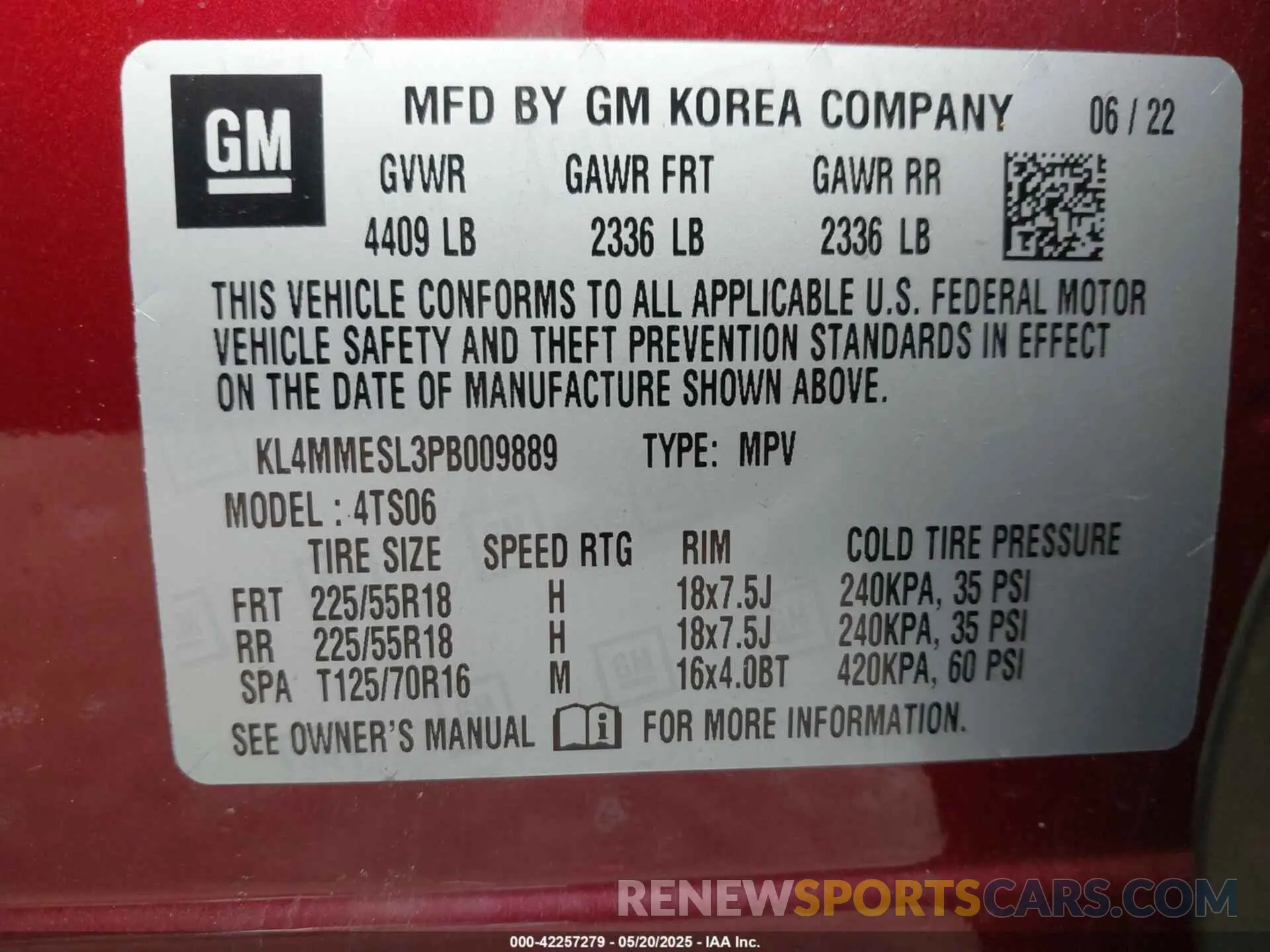 9 Photograph of a damaged car KL4MMESL3PB009889 BUICK ENCORE GX 2023