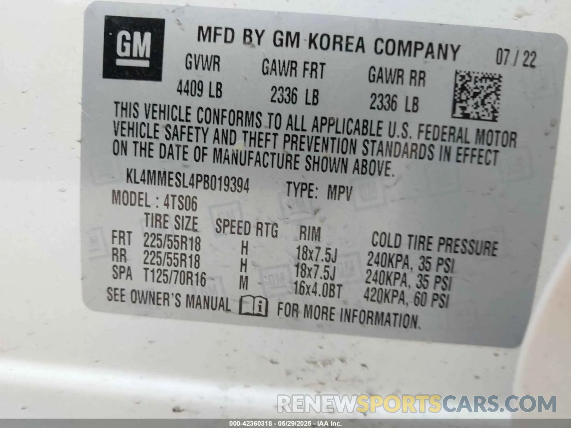 9 Photograph of a damaged car KL4MMESL4PB019394 BUICK ENCORE GX 2023