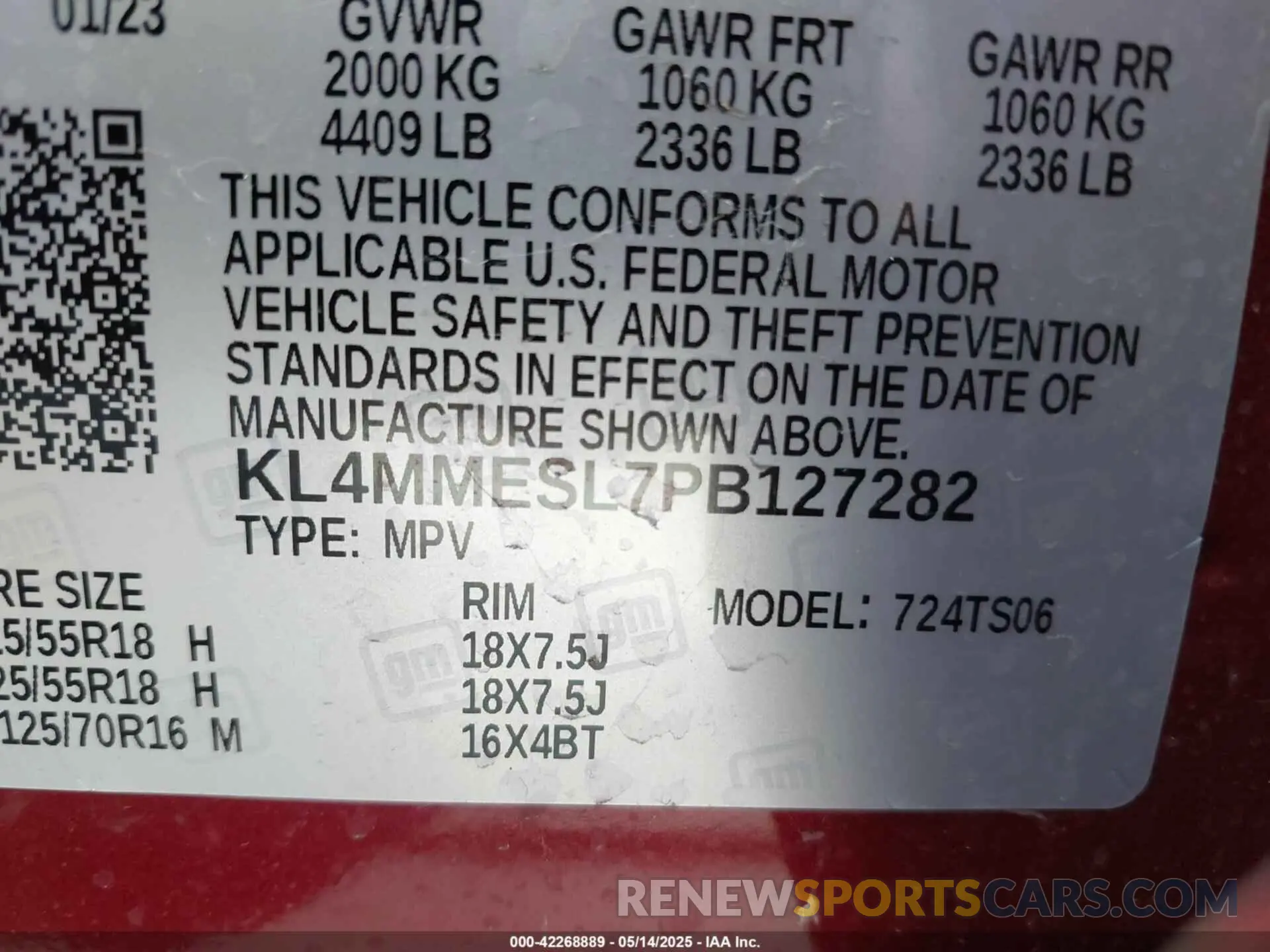 9 Photograph of a damaged car KL4MMESL7PB127282 BUICK ENCORE GX 2023