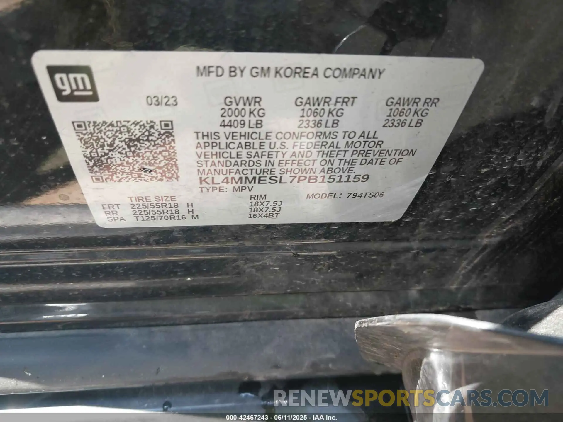 9 Photograph of a damaged car KL4MMESL7PB151159 BUICK ENCORE GX 2023