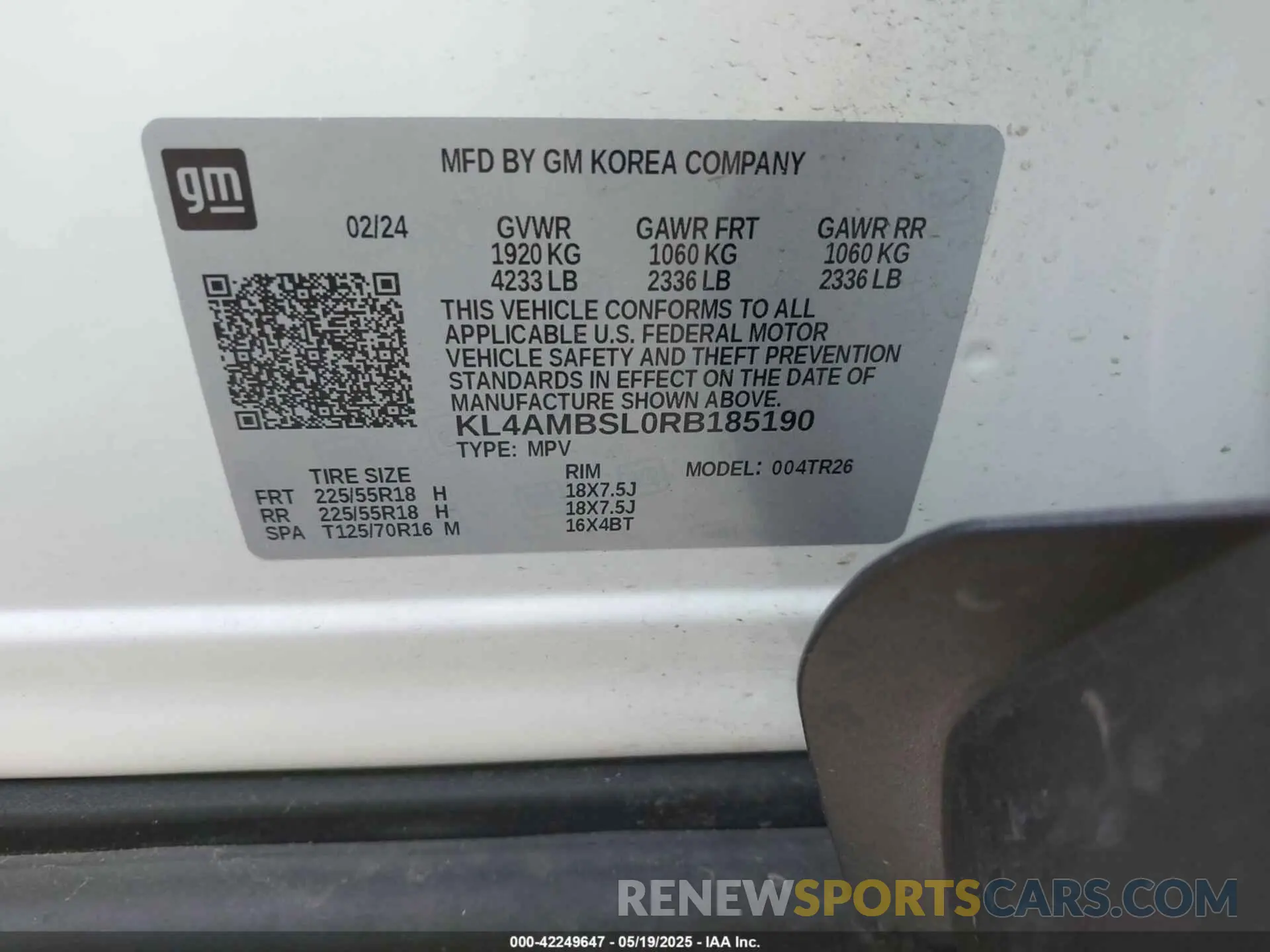 9 Photograph of a damaged car KL4AMBSL0RB185190 BUICK ENCORE GX 2024