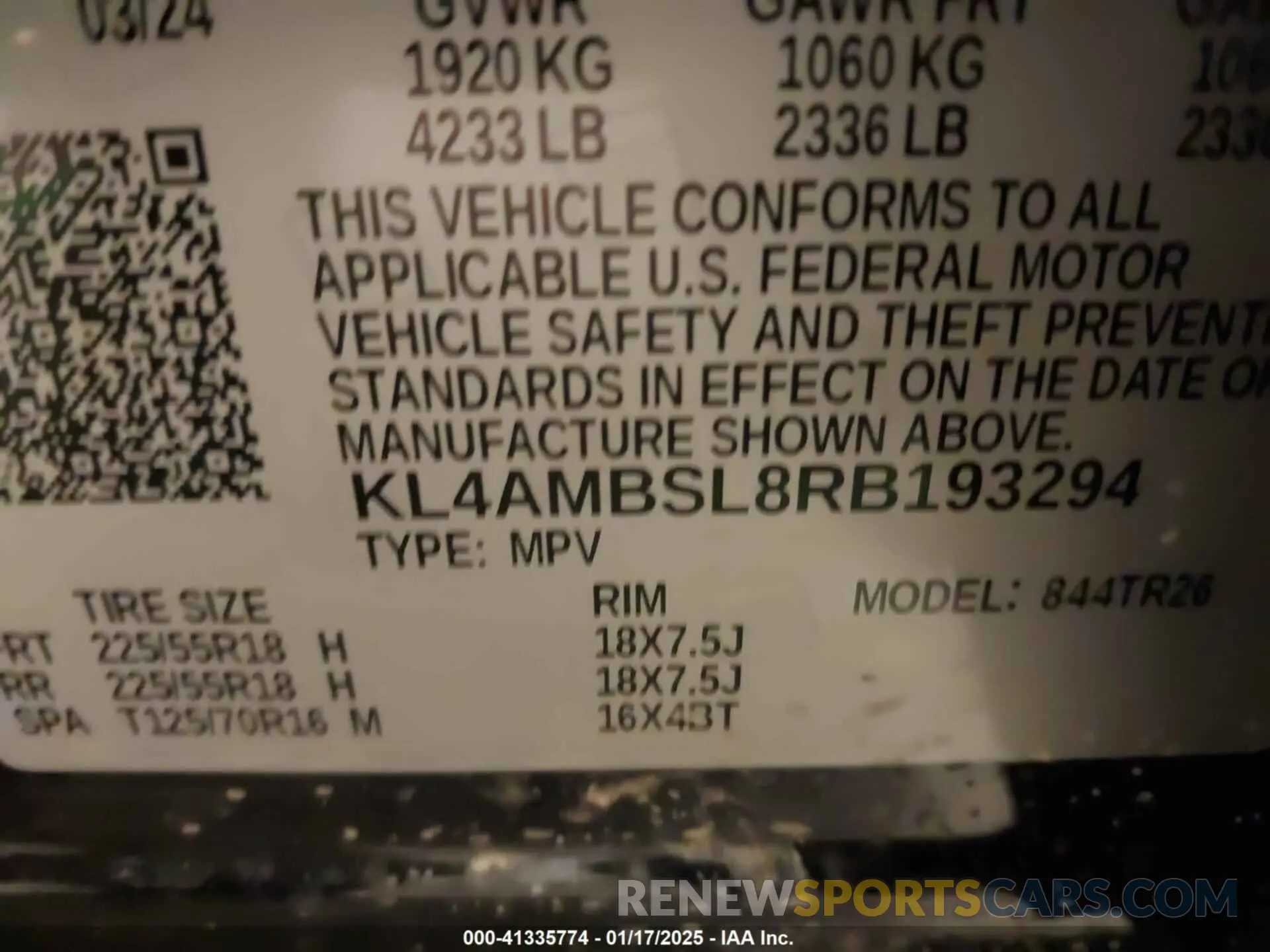 9 Photograph of a damaged car KL4AMBSL8RB193294 BUICK ENCORE GX 2024