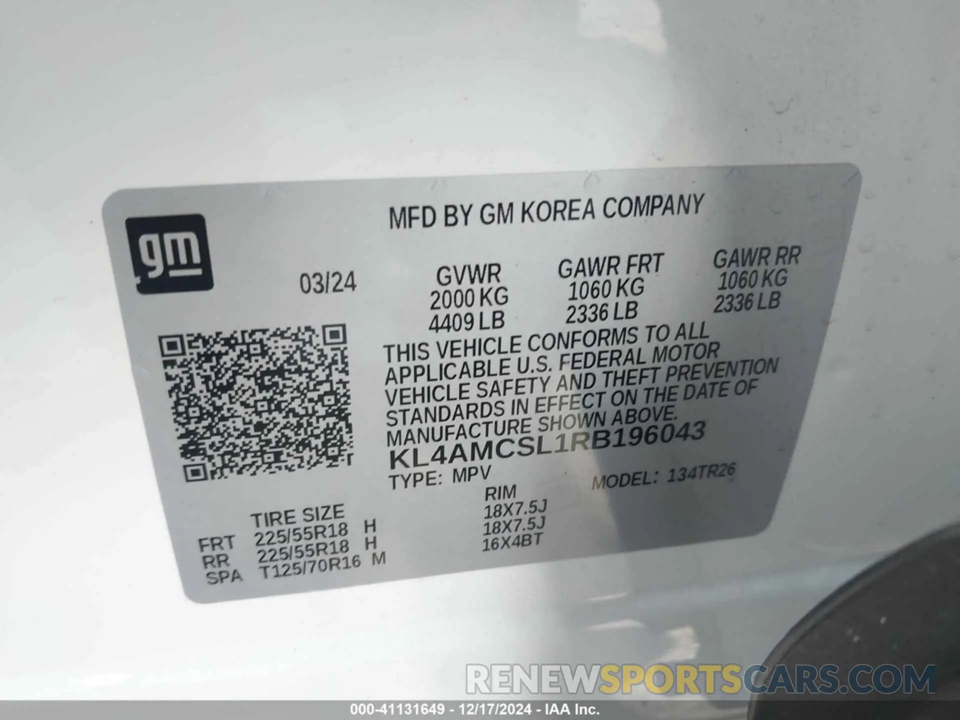 9 Photograph of a damaged car KL4AMCSL1RB196043 BUICK ENCORE GX 2024