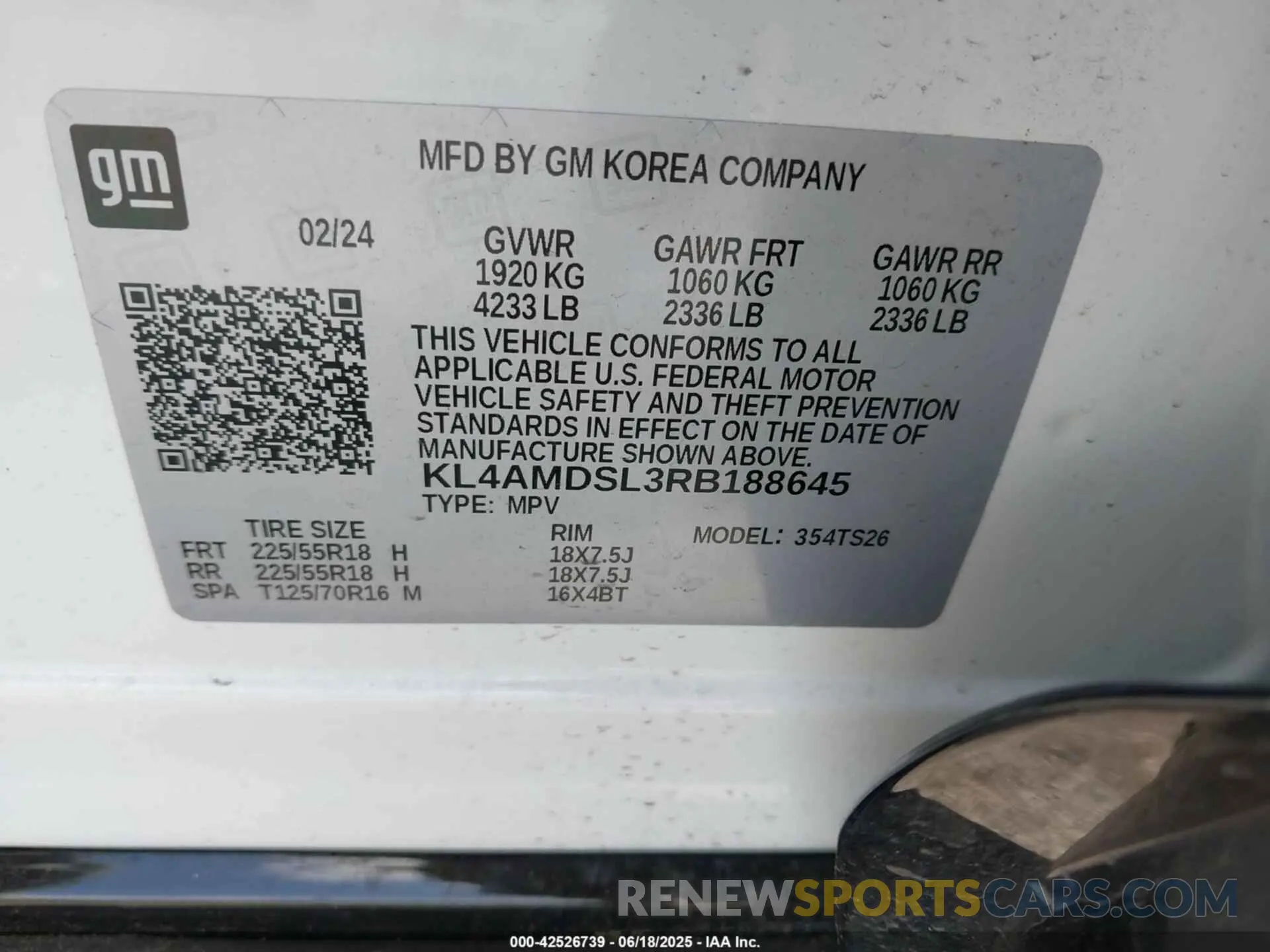 9 Photograph of a damaged car KL4AMDSL3RB188645 BUICK ENCORE GX 2024