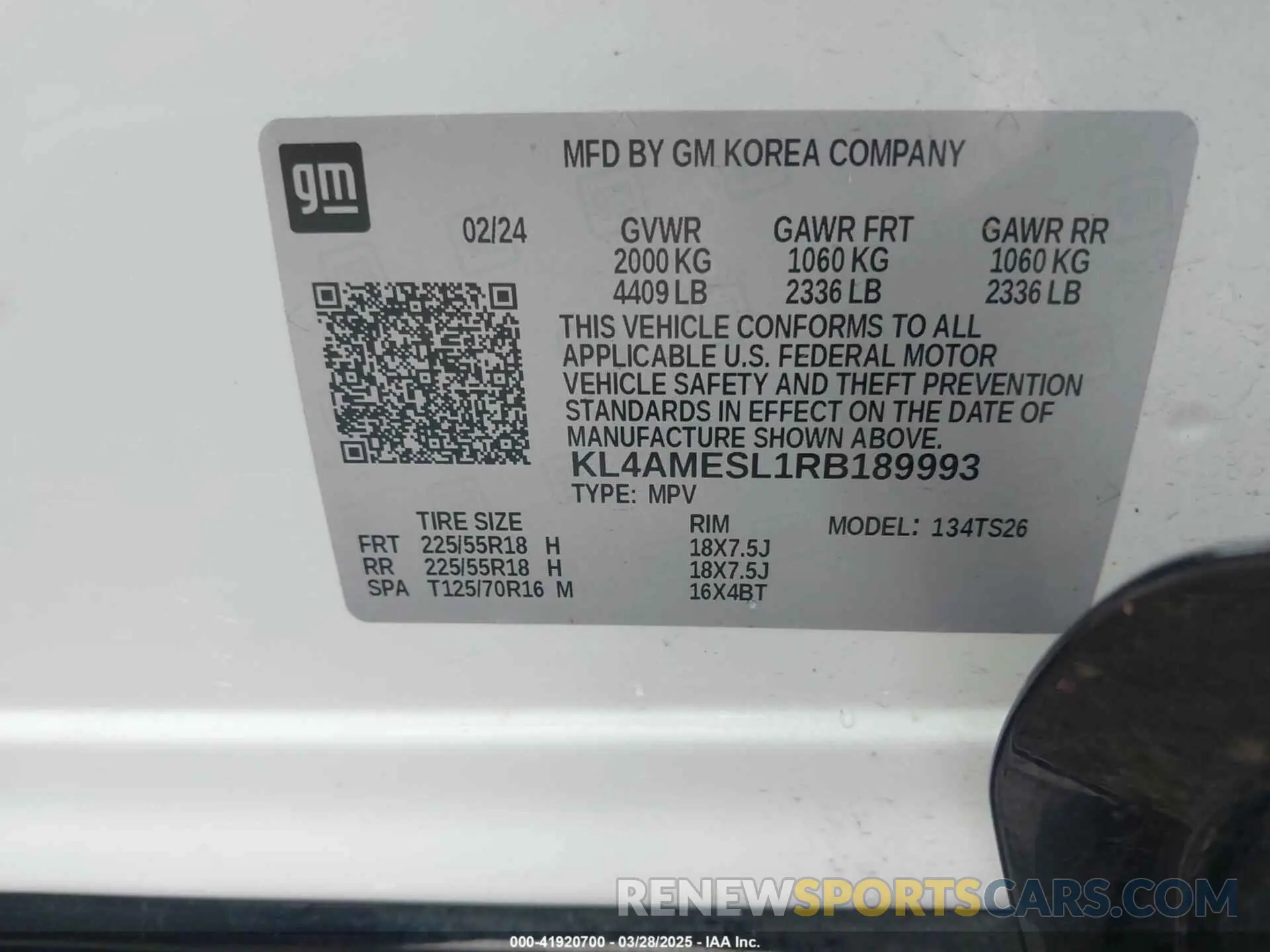 9 Photograph of a damaged car KL4AMESL1RB189993 BUICK ENCORE GX 2024