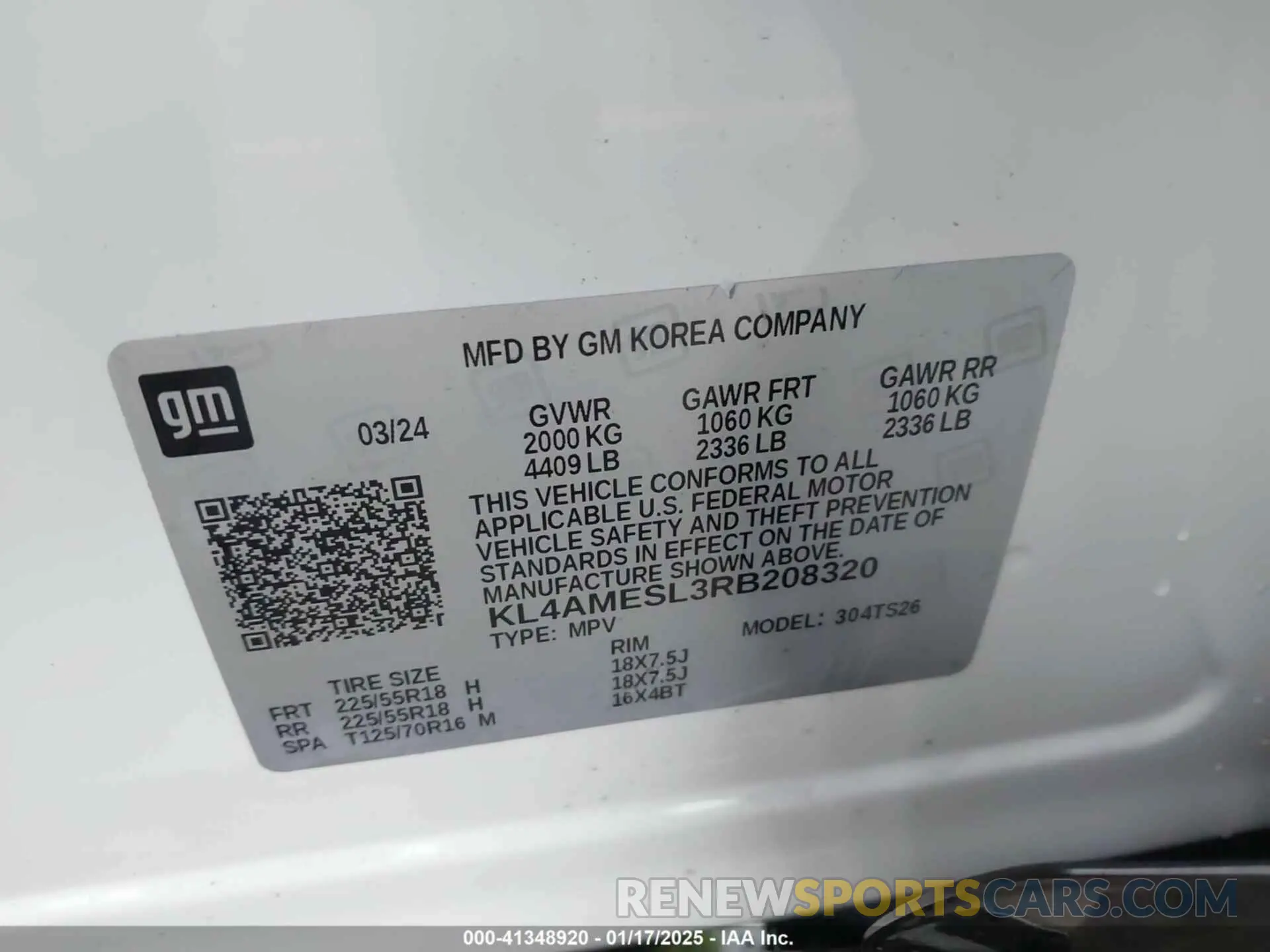 9 Photograph of a damaged car KL4AMESL3RB208320 BUICK ENCORE GX 2024