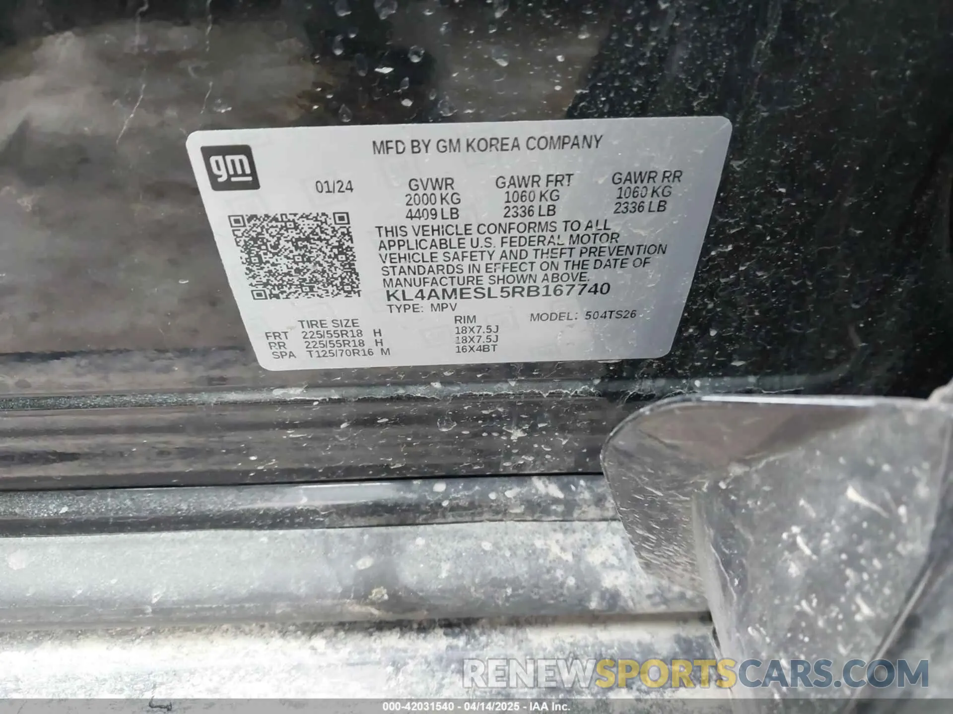 9 Photograph of a damaged car KL4AMESL5RB167740 BUICK ENCORE GX 2024