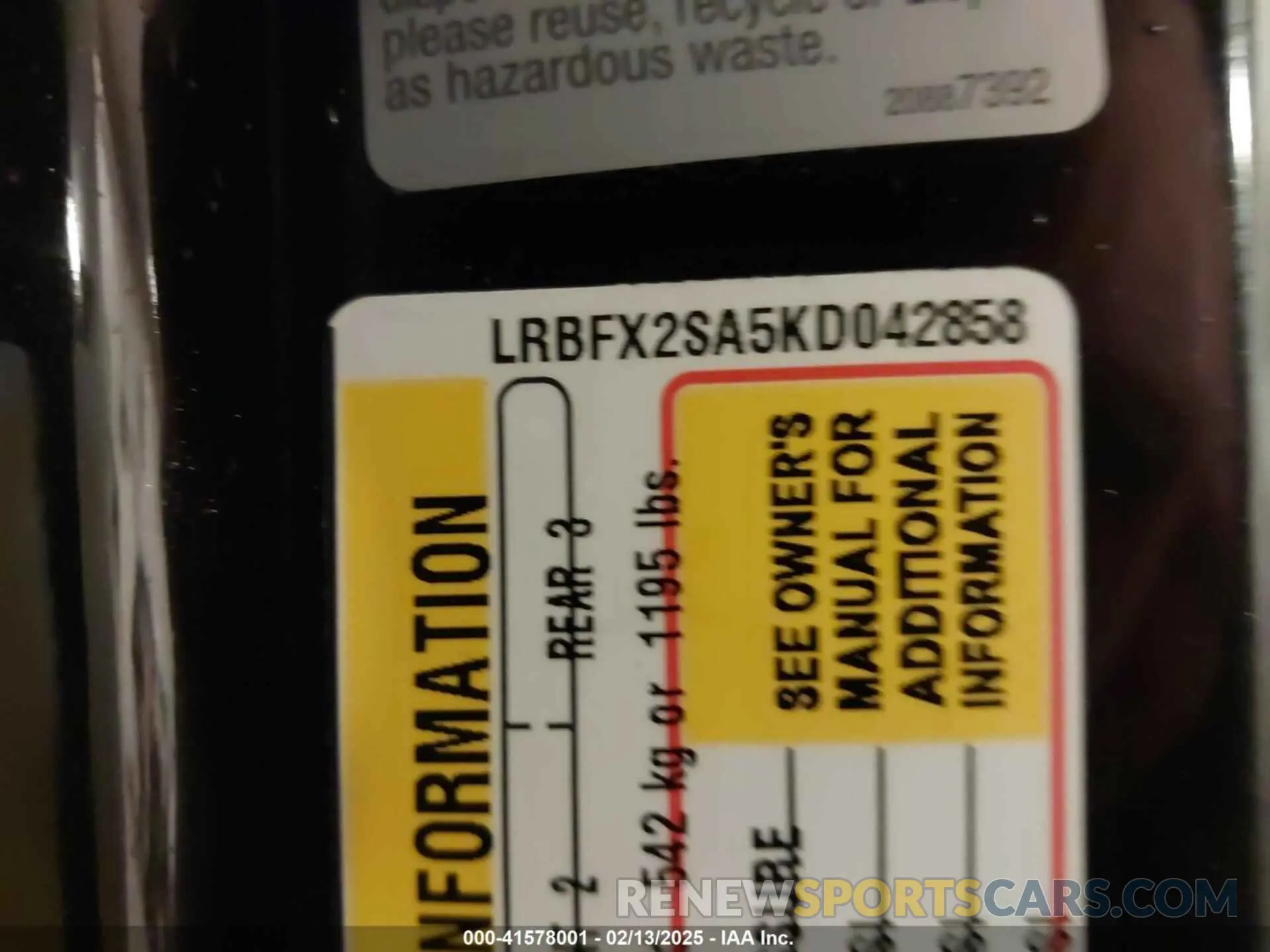 9 Photograph of a damaged car LRBFX2SA5KD042858 BUICK ENVISION 2019